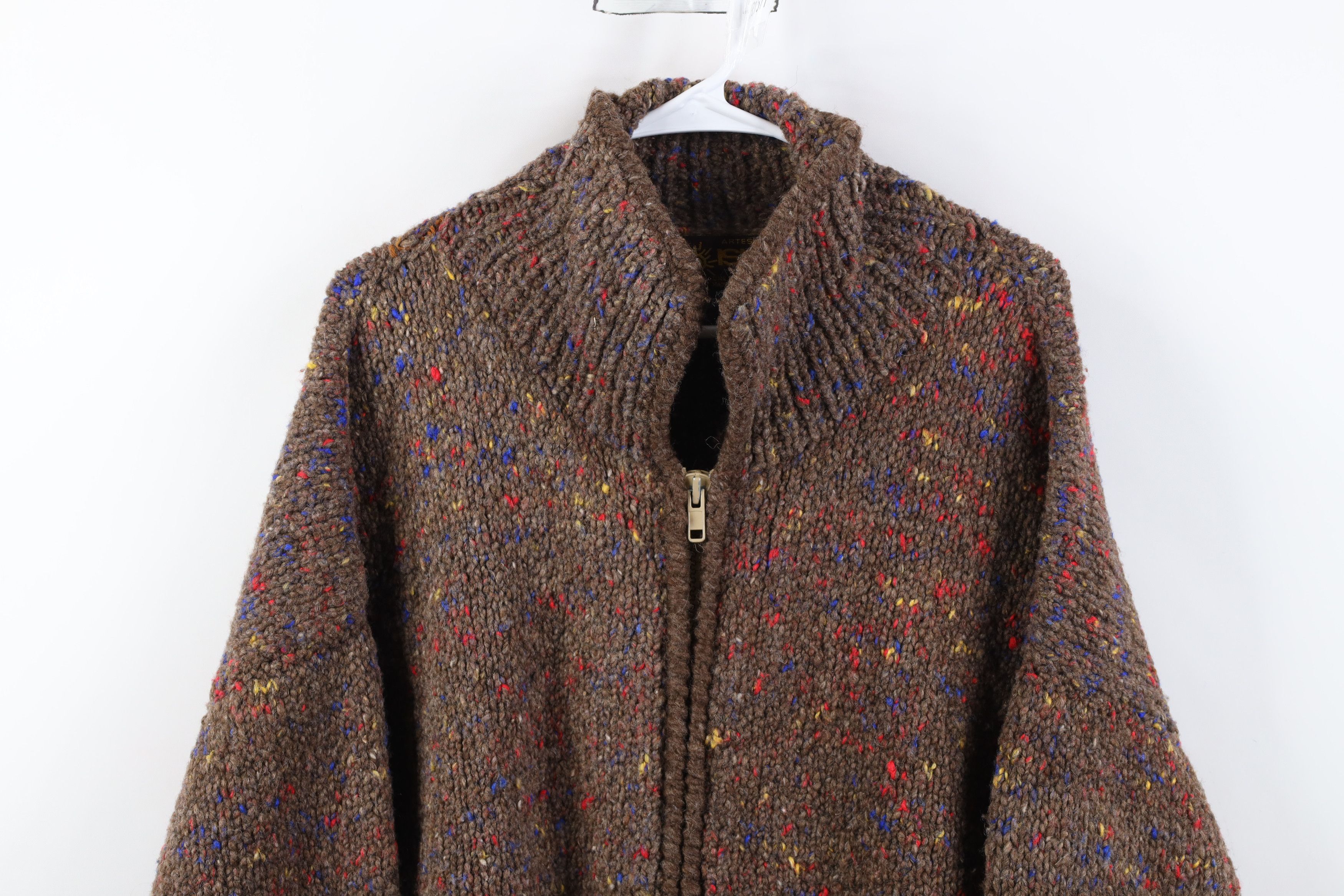 Vintage Vintage 90s Streetwear Fleck Hand Made Wool Sweater Jacket Size US L / EU 52-54 / 3 - 2 Thumbnail