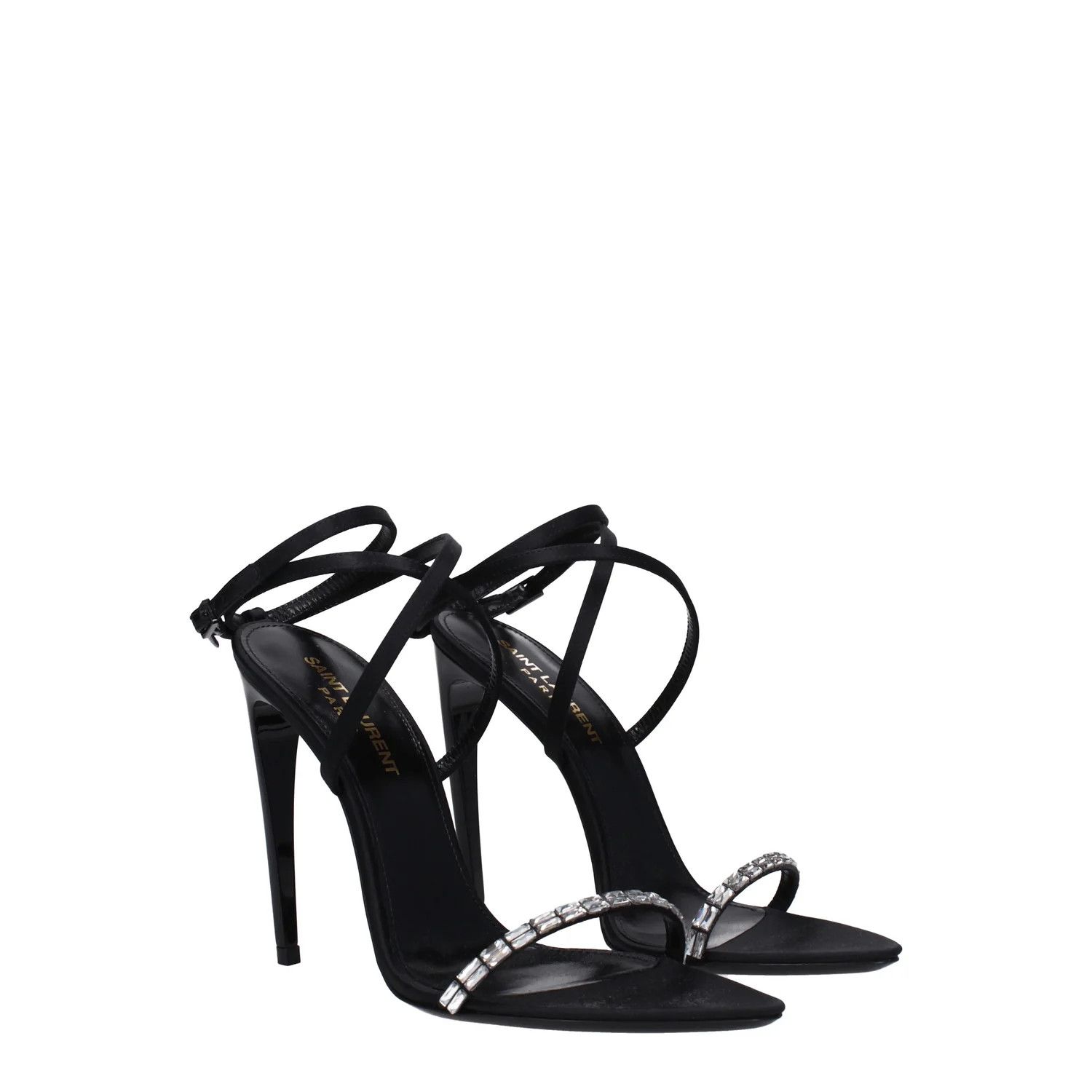 Saint Laurent Paris ob1o1e1124 Satin Sandals in Black Size US 6.5 / IT 36.5 - 2 Thumbnail