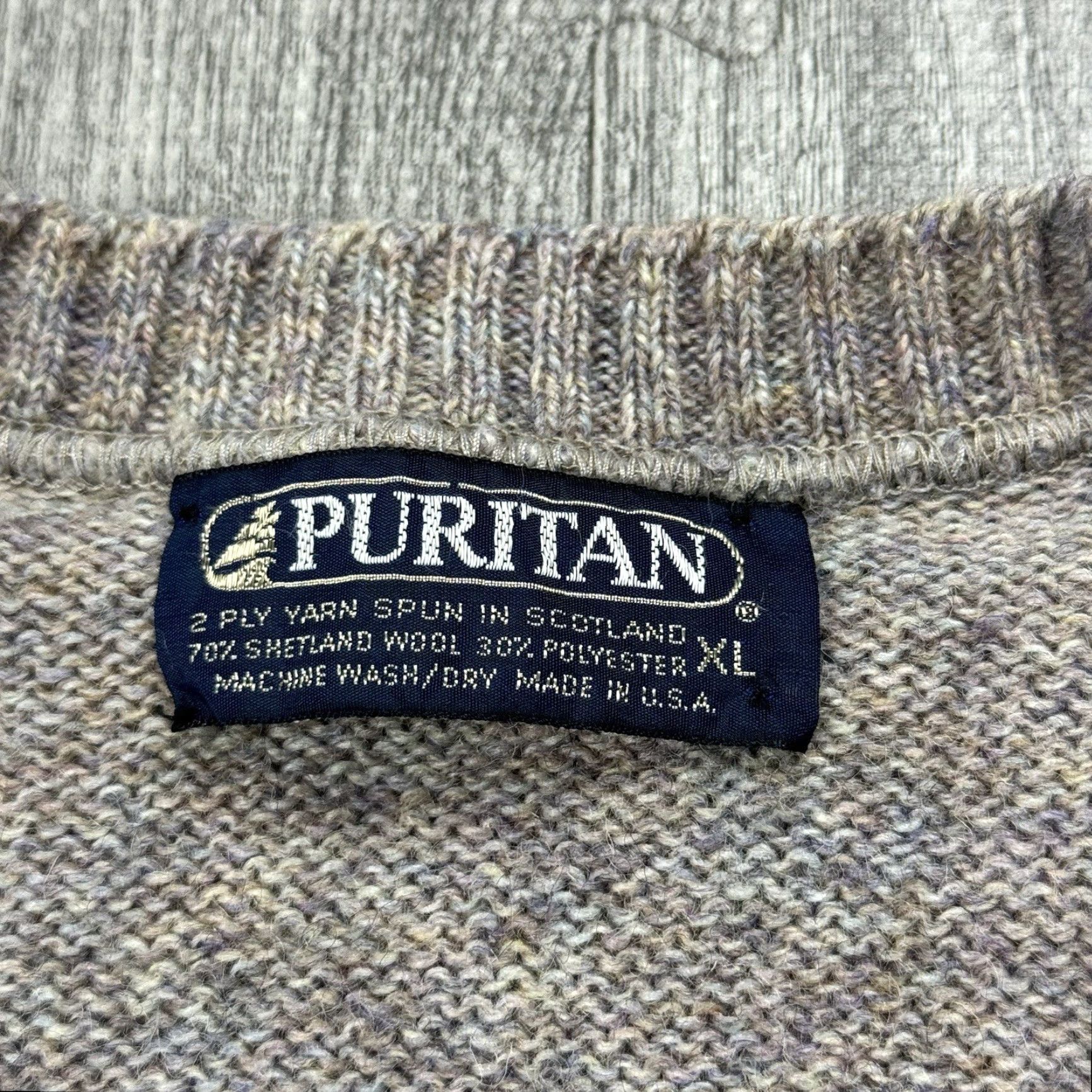 Vintage VTG Puritan 2-Ply Shetland Wool Sweater Vest Shirt Mens XL Beige Oatmeal 80s Vintage Size US XL / EU 56 / 4 - 3 Thumbnail