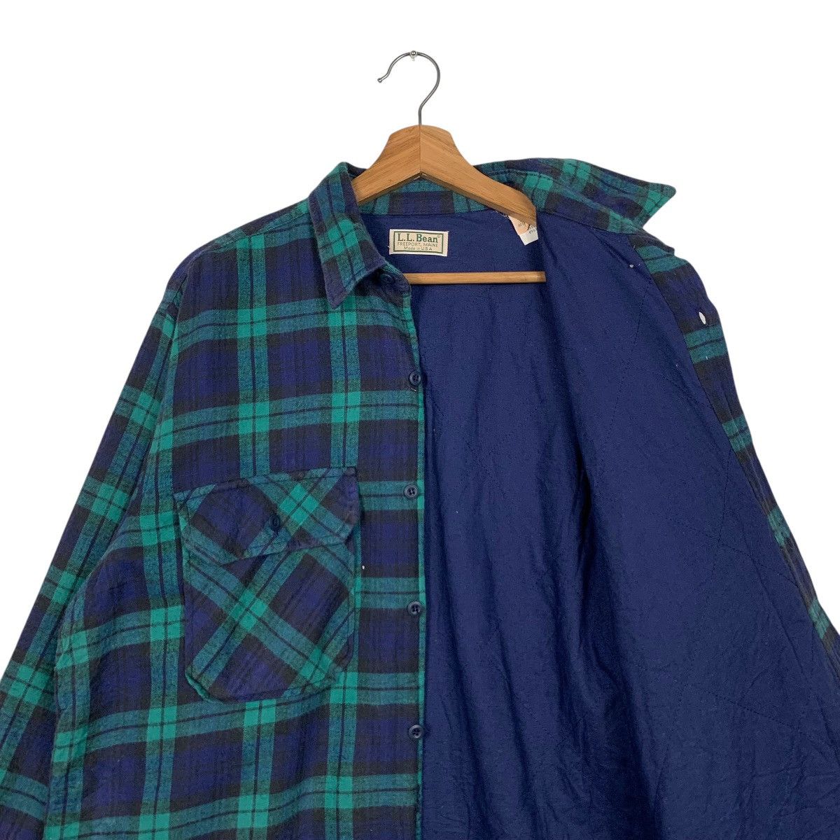 L.L. Bean L.L.BEAN Green Blue Checked Flannel Jacket #1643-C73 Size US L / EU 52-54 / 3 - 8 Thumbnail