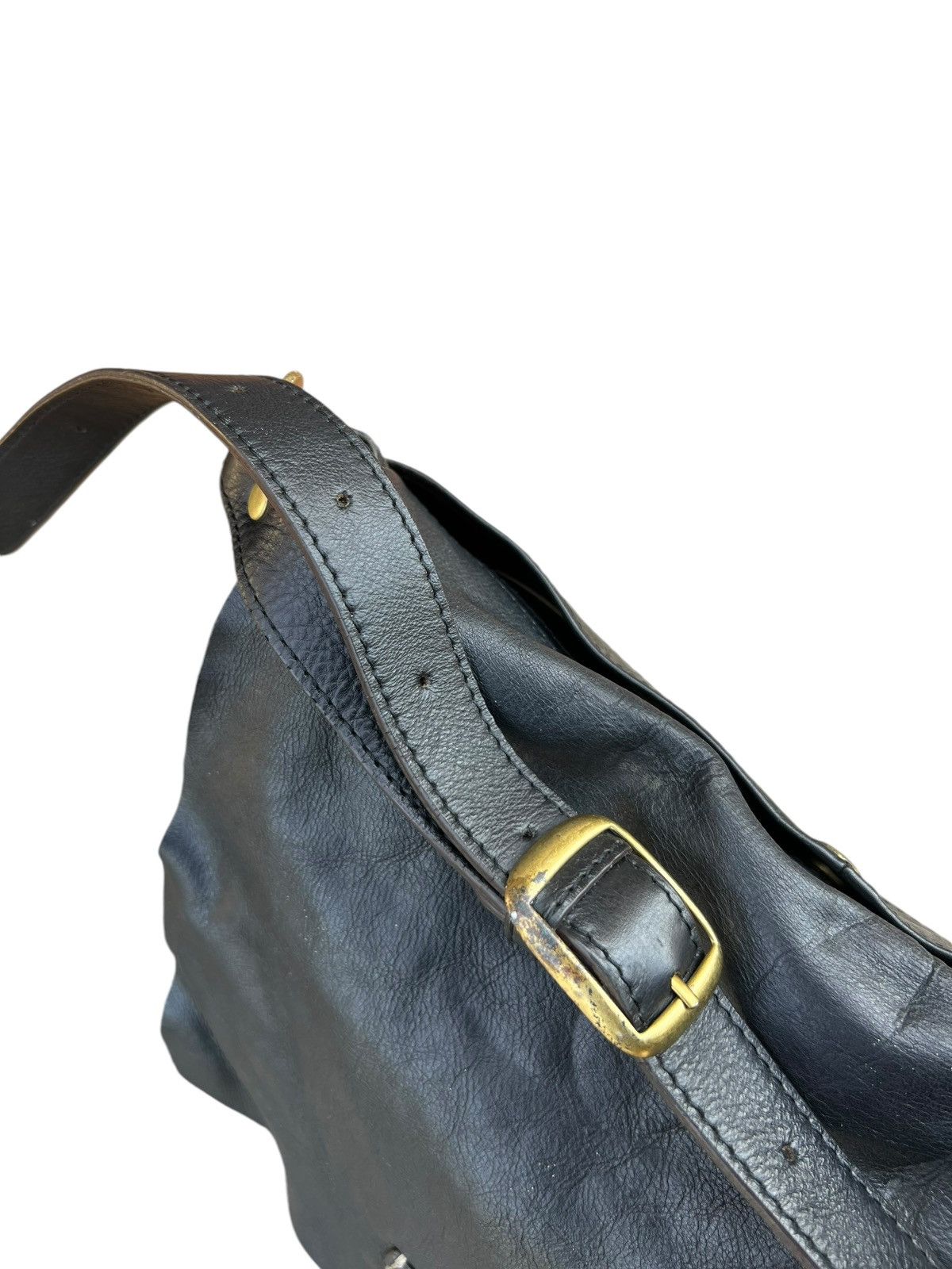 Leather Vintage L.P.P. Japan Patina Black Leather Messenger Bag Size ONE SIZE - 20 Thumbnail