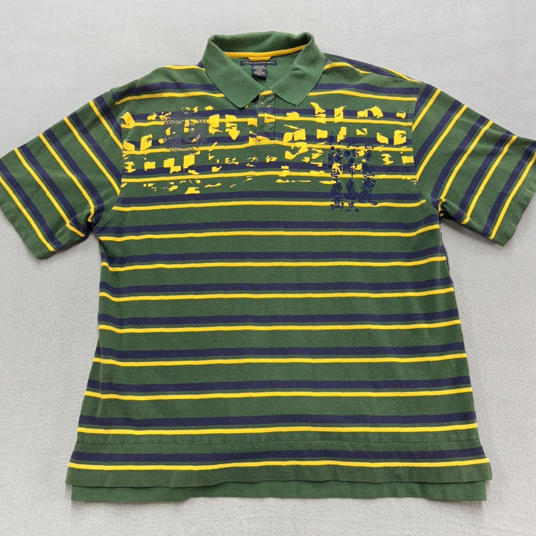 Vintage VINTAGE Marithe Francois Girbaud Polo Shirt Mens 2XL Green Yellow Stripe Graphic Shirt Mens 2XL Green Yellow Stripe Graphic Size US XXL / EU 58 / 5 - 3 Thumbnail