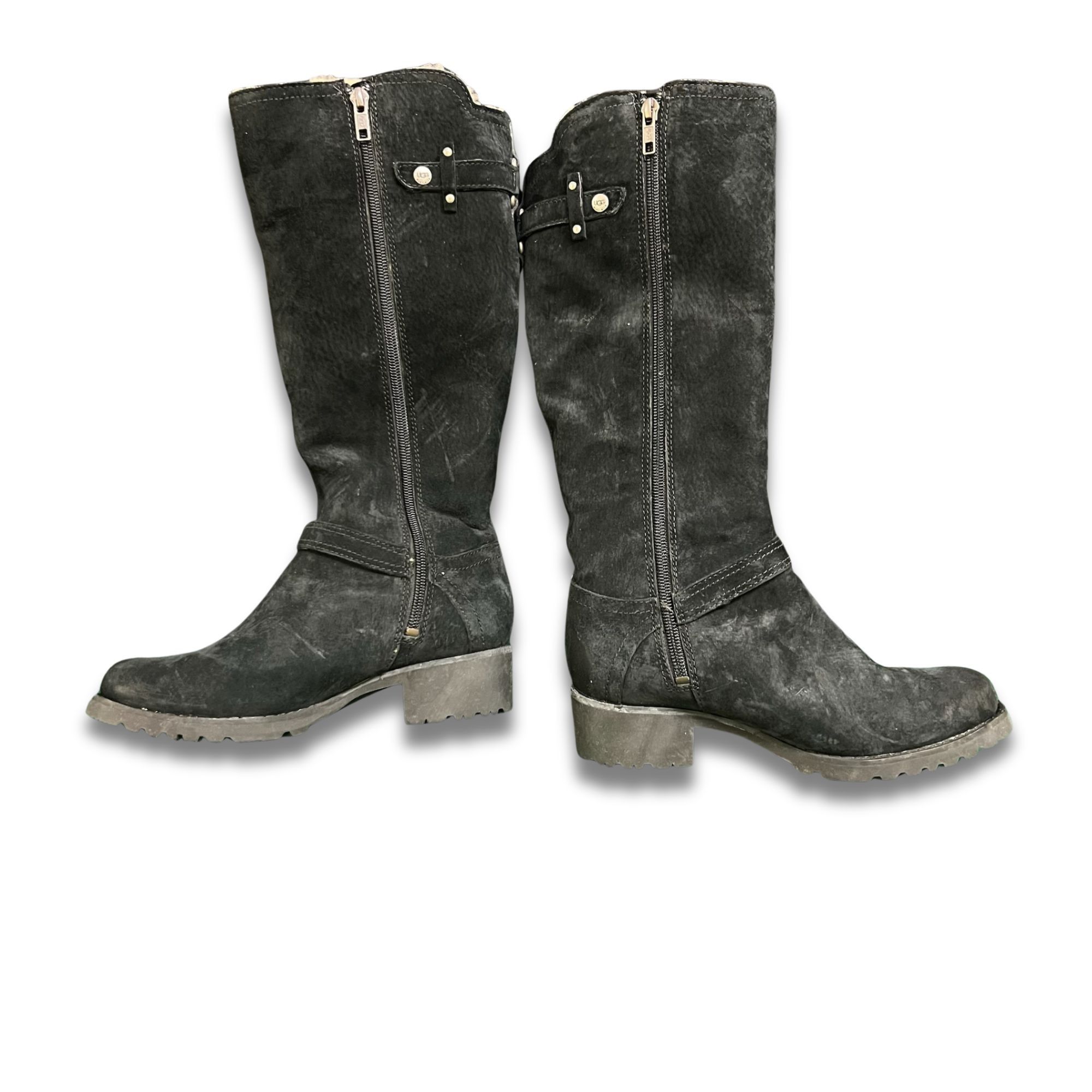 Ugg UGG Jillian Shearling Riding Boots Size 5 Black Suede Women' Size US 5 / IT 35 - 3 Thumbnail