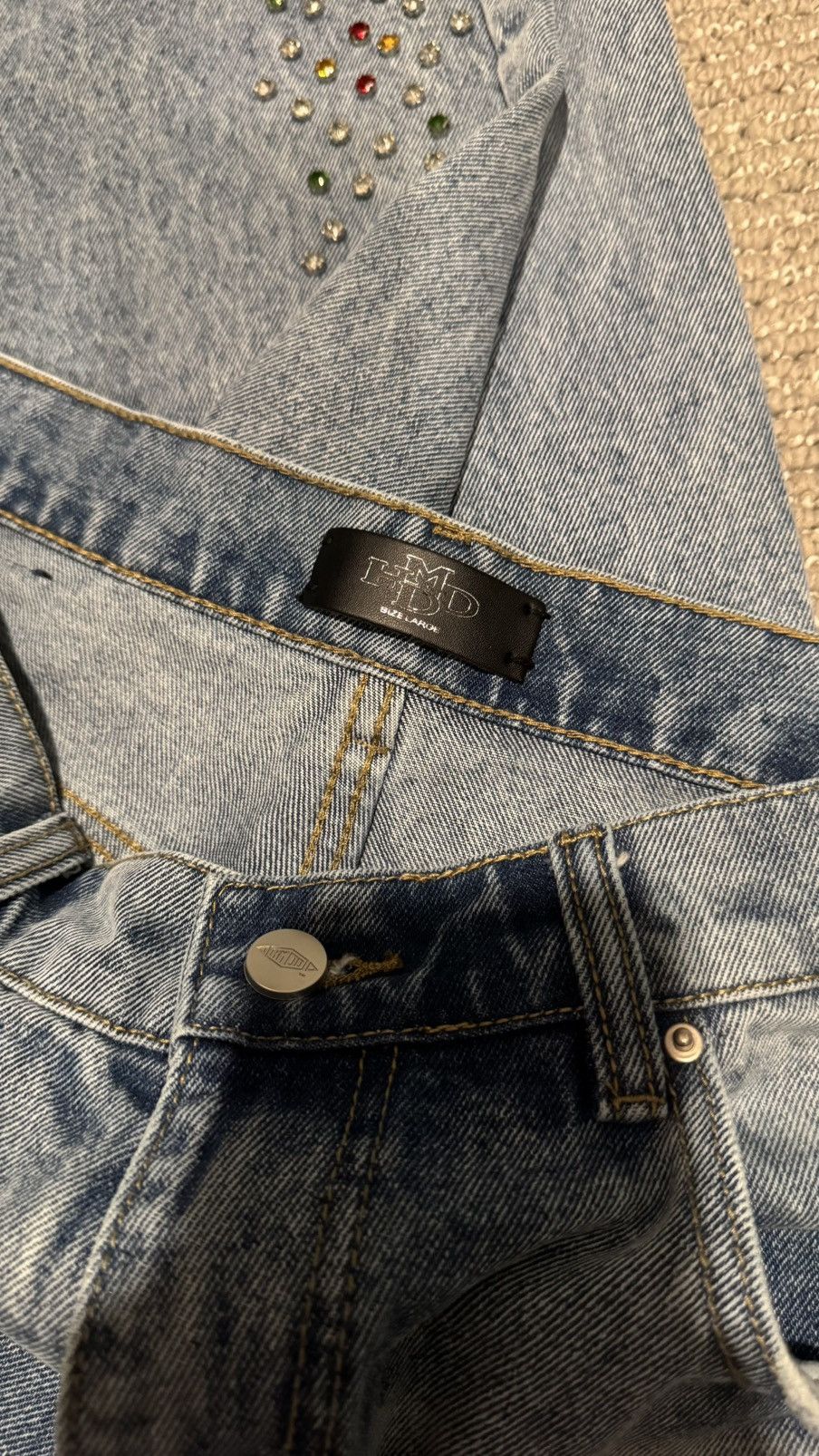 HMDD HAPPY MEMORIES DON’T DIE CRYSTAL JEANS Size US 34 / EU 50 - 8 Thumbnail