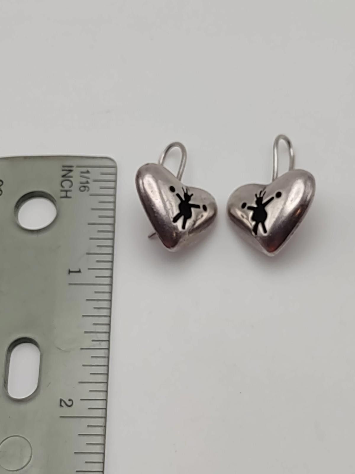 Other Vintage Anni & Co 925 Sterling Silver Cheer Heart Earrings Size ONE SIZE - 3 Thumbnail