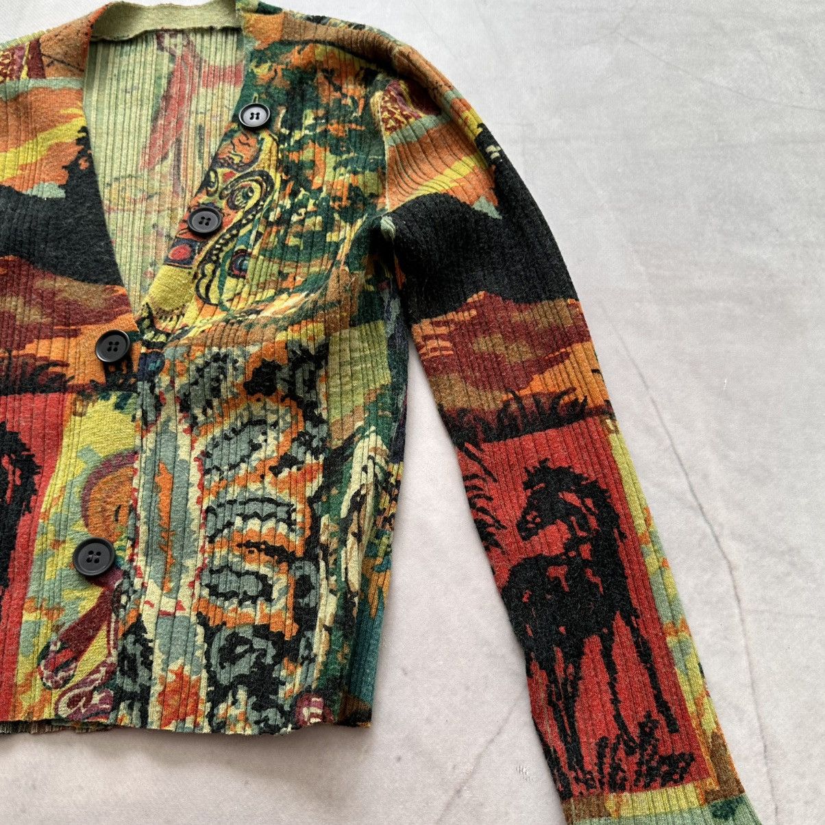 Hysteric Glamour Patchwork Ribbed Sweater Cardigan Custo Barcelona Style Size S / US 4 / IT 40 - 7 Thumbnail