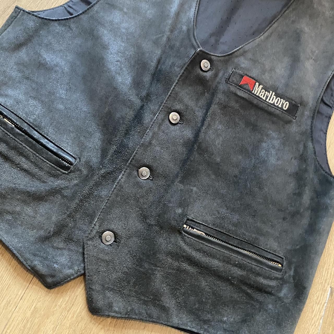 Marlboro Black leather Marlboro biker vest #bikerchic Vintage Size US XL / EU 56 / 4 - 5 Thumbnail