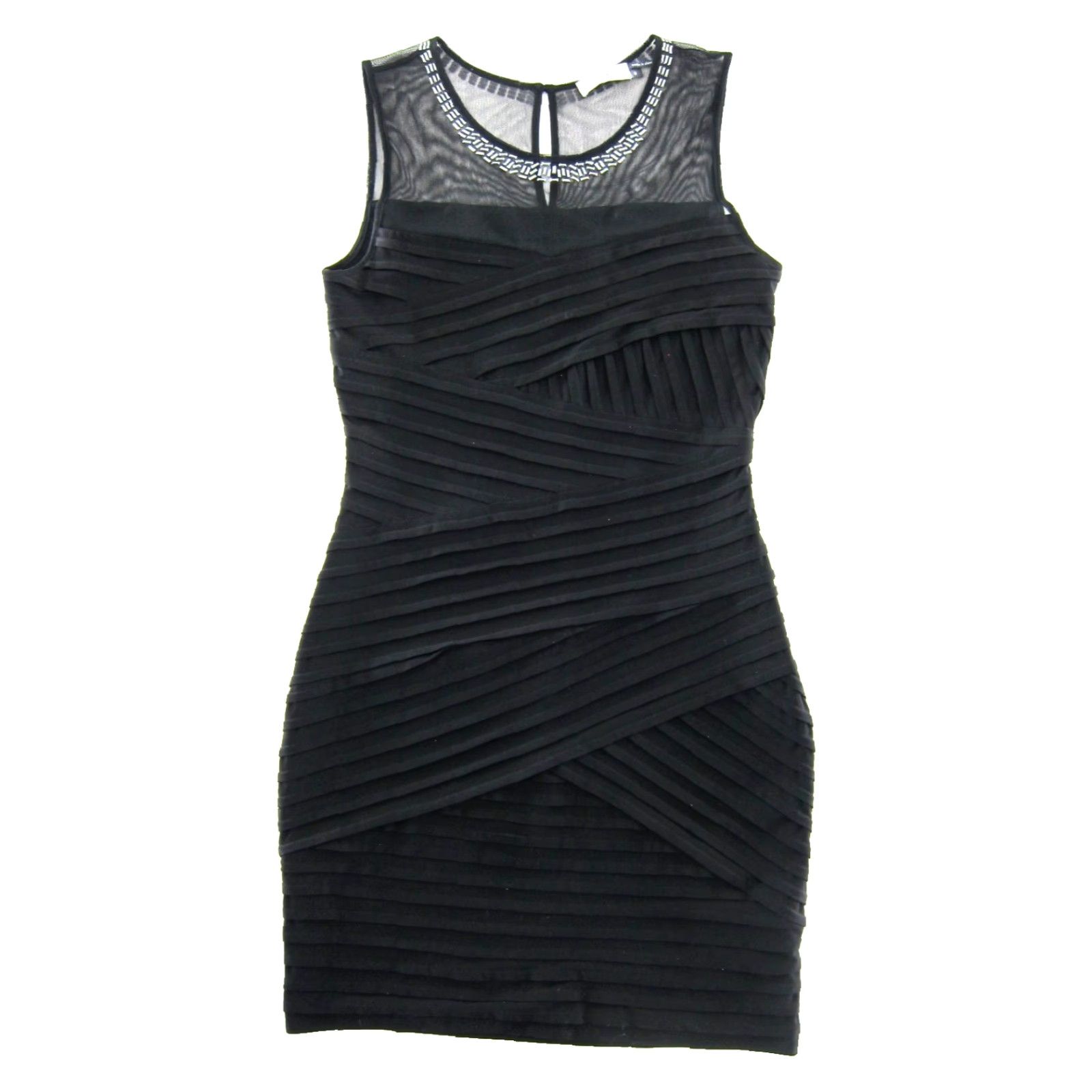 Calvin Klein Calvin Klein Classic Black Layered Beaded Neck Cocktail Party Dress 6 Womens Size M / US 6-8 / IT 42-44 - 2 Thumbnail