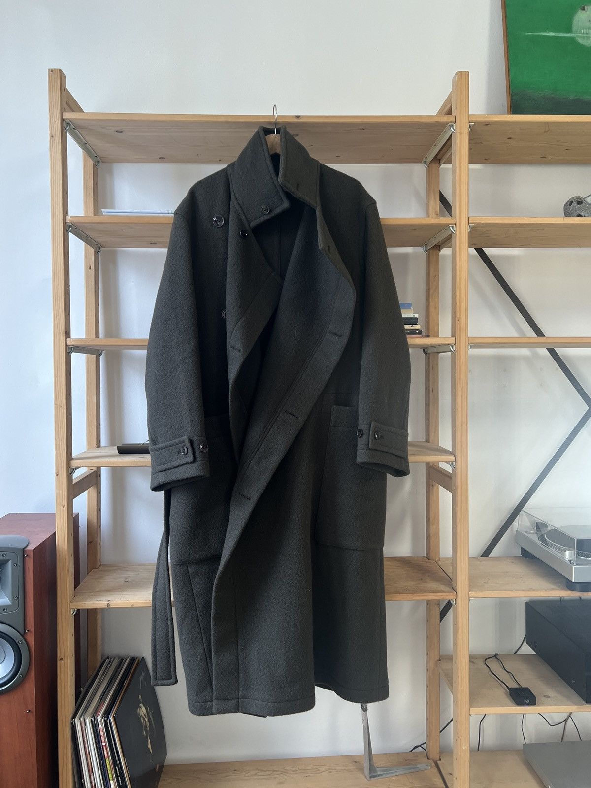 FW22 Lemaire Wrap Coat - Pewter Green