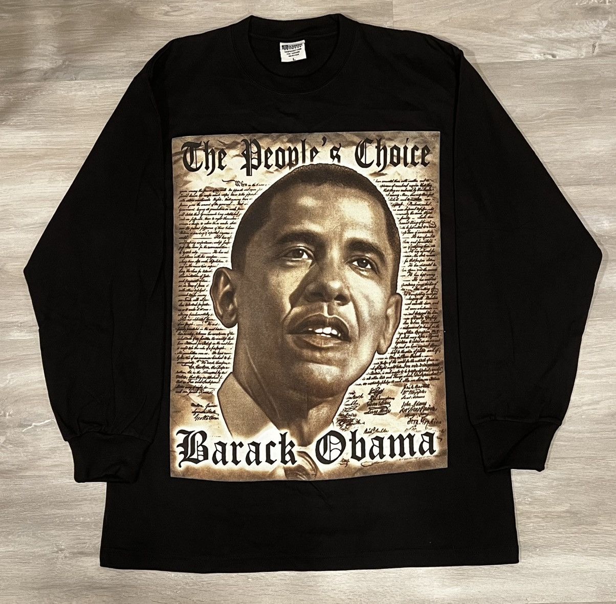 Obama Graphic Black Long-sleeve T-shirt