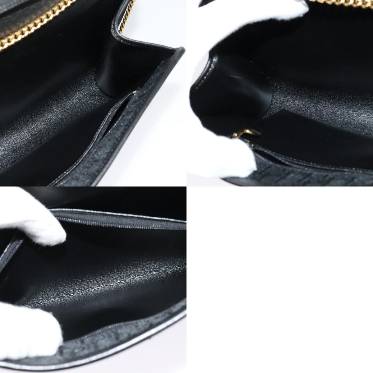 Dior DIOR Trotter Canvas Chain Shoulder Bag Black Gold Size ONE SIZE - 12 Thumbnail