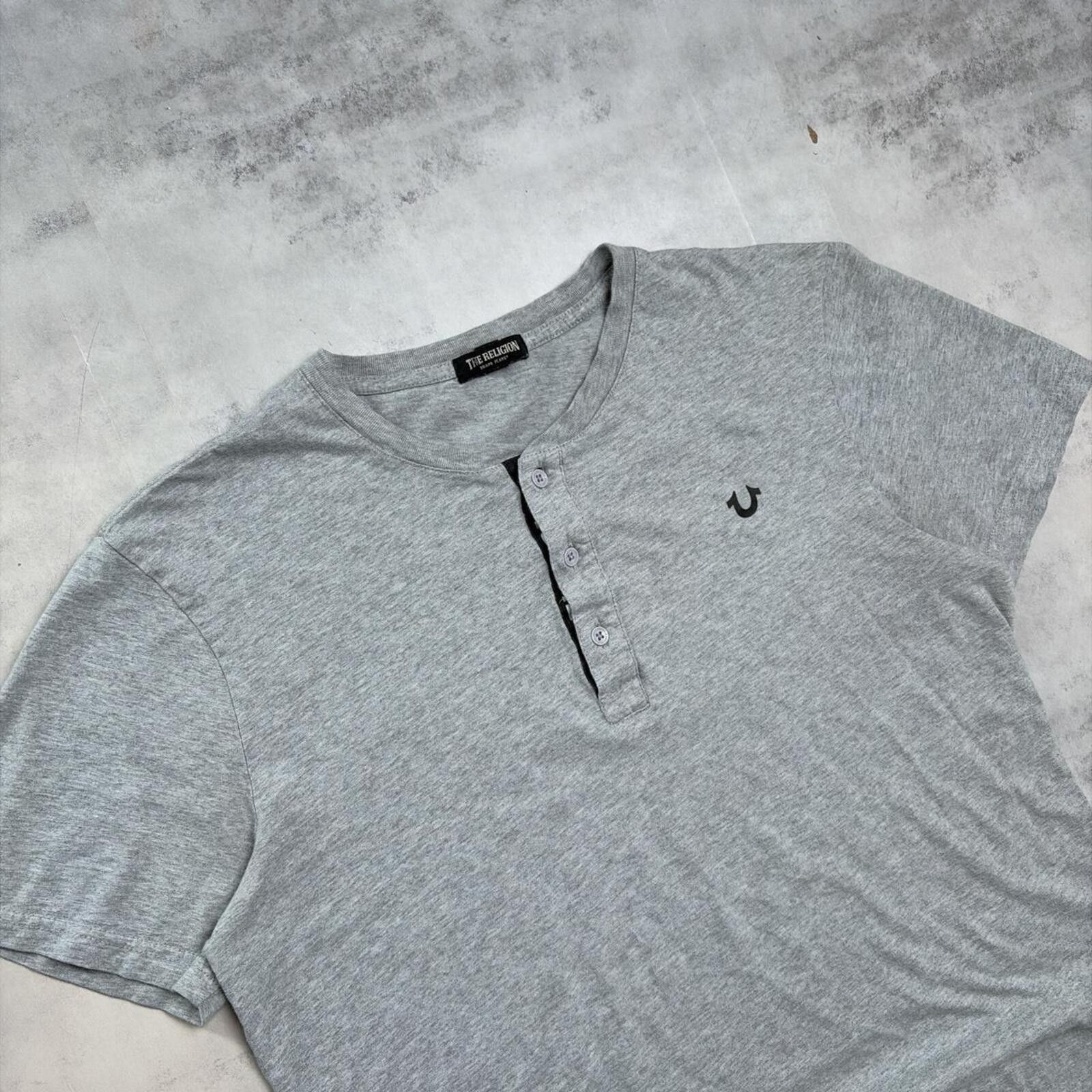 True Religion Y2K Grey True Religion Grunge Henley Shirt Size US L / EU 52-54 / 3 - 5 Thumbnail