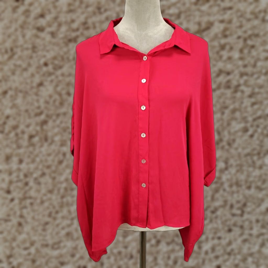 Vintage Chicos Blouse Womens Large Pink Button Up Lightweight Breathable Cuffed Sleeve Size L / US 10 / IT 46 - 1 Thumbnail