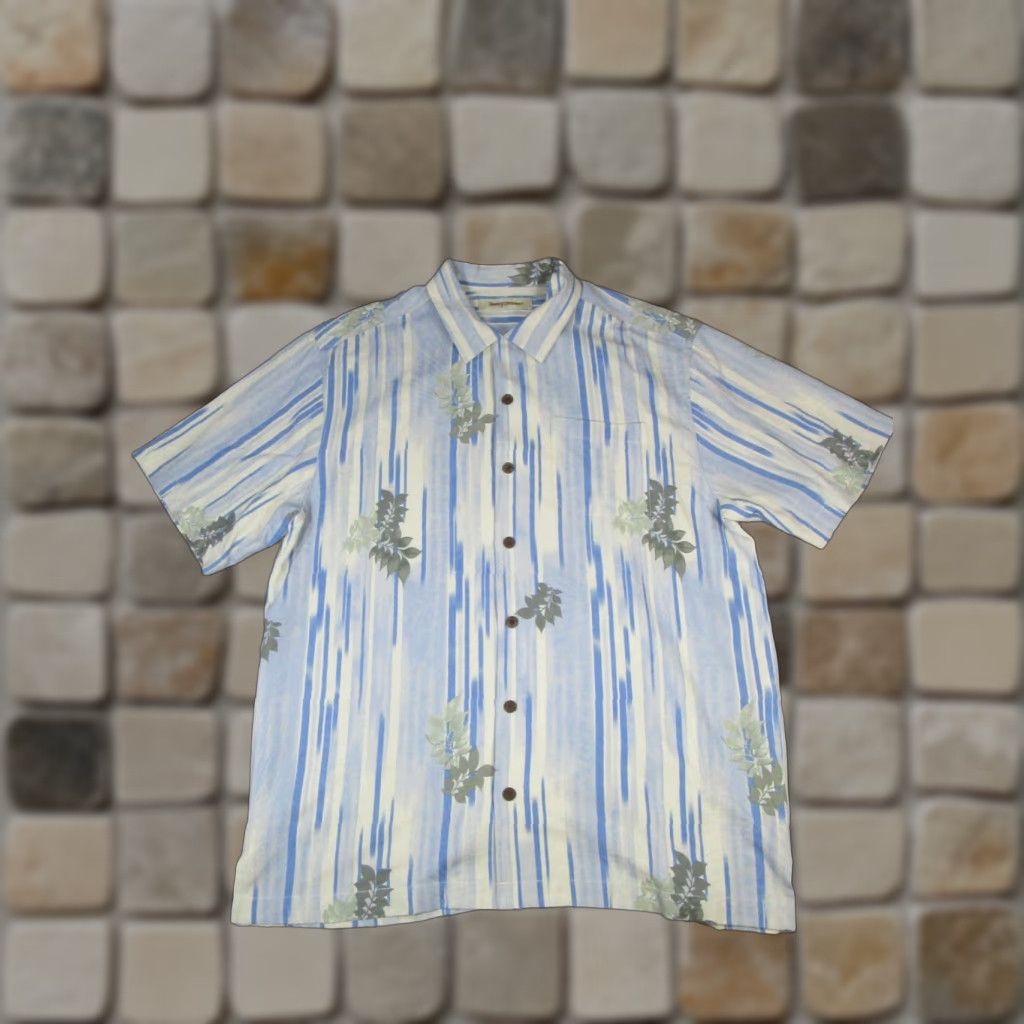 Tommy Bahama VINTAGE Tommy Bahama Shirt Mens Large Blue Beige Silk Button Up Size US L / EU 52-54 / 3 - 1 Thumbnail