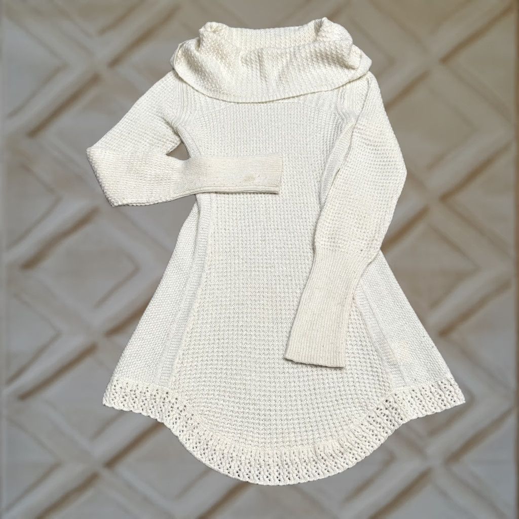 ivory cowl neck sweater dress Anthropologie Anthropologie Angel Of The North Womens XS Knitted Mini rhinestone_bodysuit