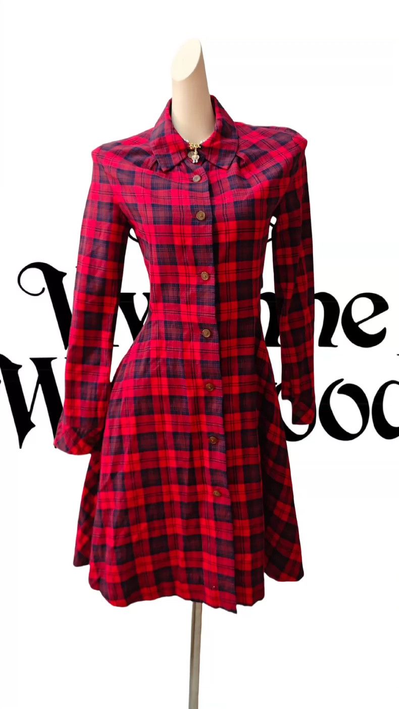 Vivienne Westwood Vivienne Westwood Red checkered long-sleeved shirt dress Size S / US 4 / IT 40 - 2 Thumbnail