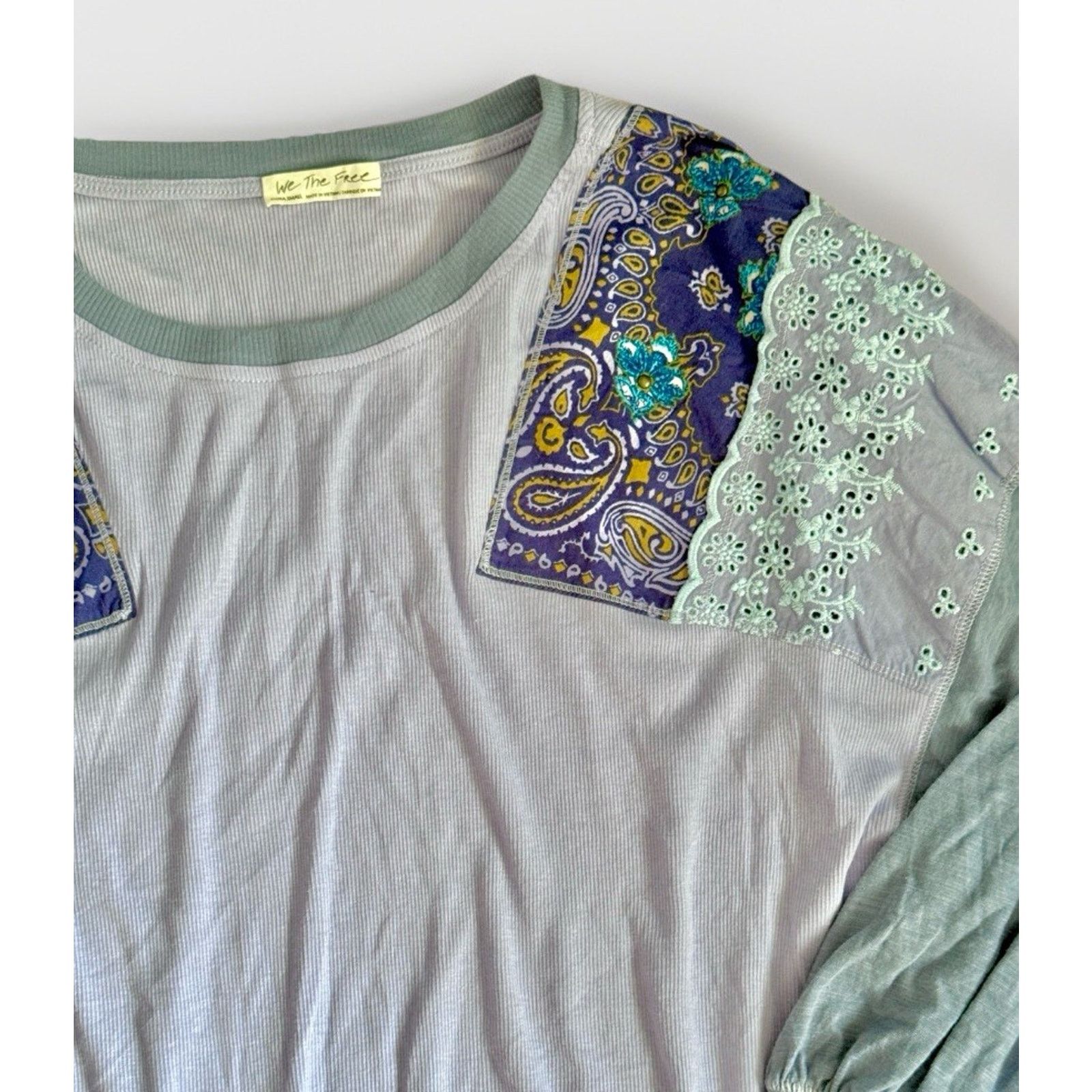 Free People Free People Women Top Shirt Medium Blue Scoop Neck Size M / US 6-8 / IT 42-44 - 3 Thumbnail