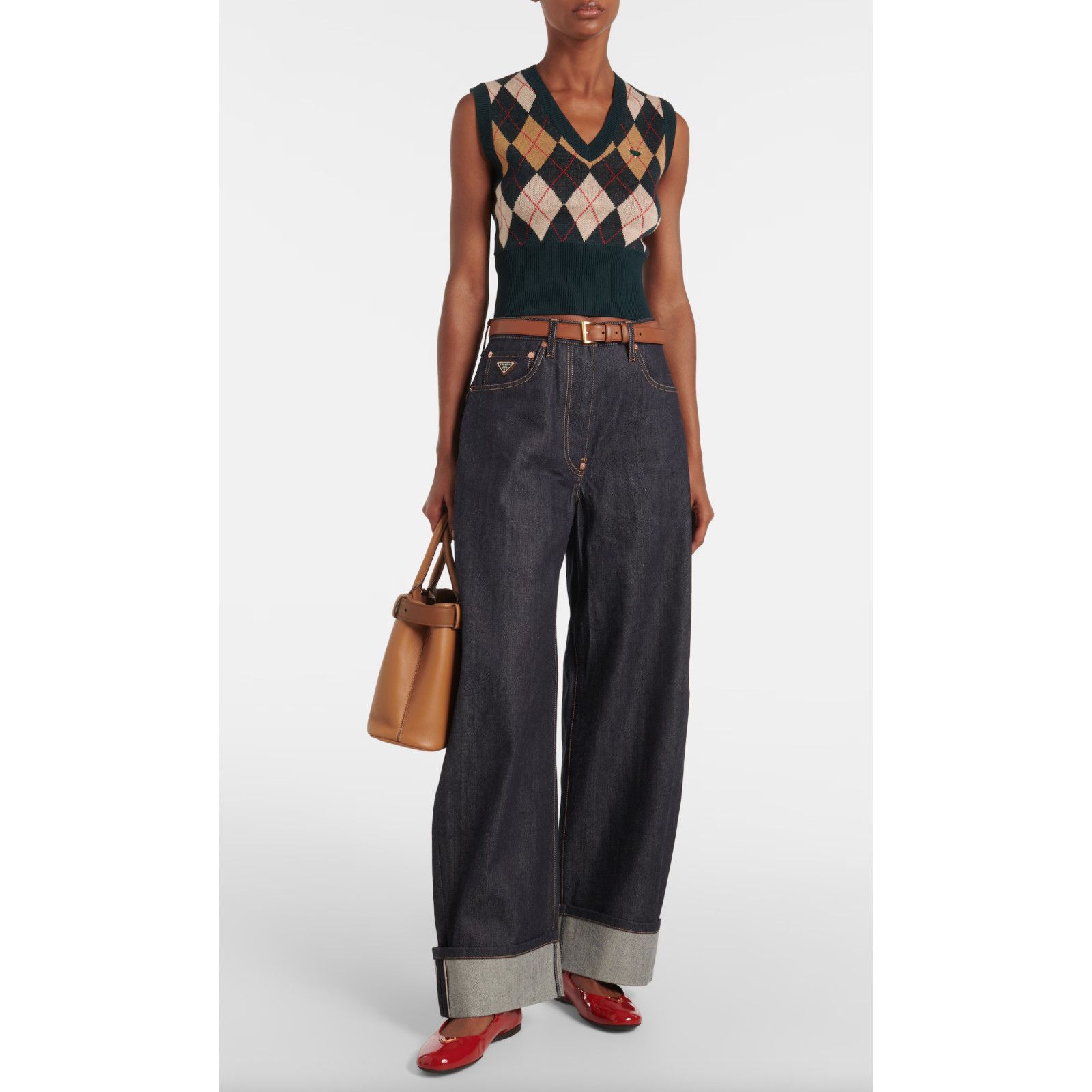 Prada Prada Cherry Red Patent Gold Triangle Logo Mary Jane Size US 8.5 / IT 38.5 - 7 Thumbnail
