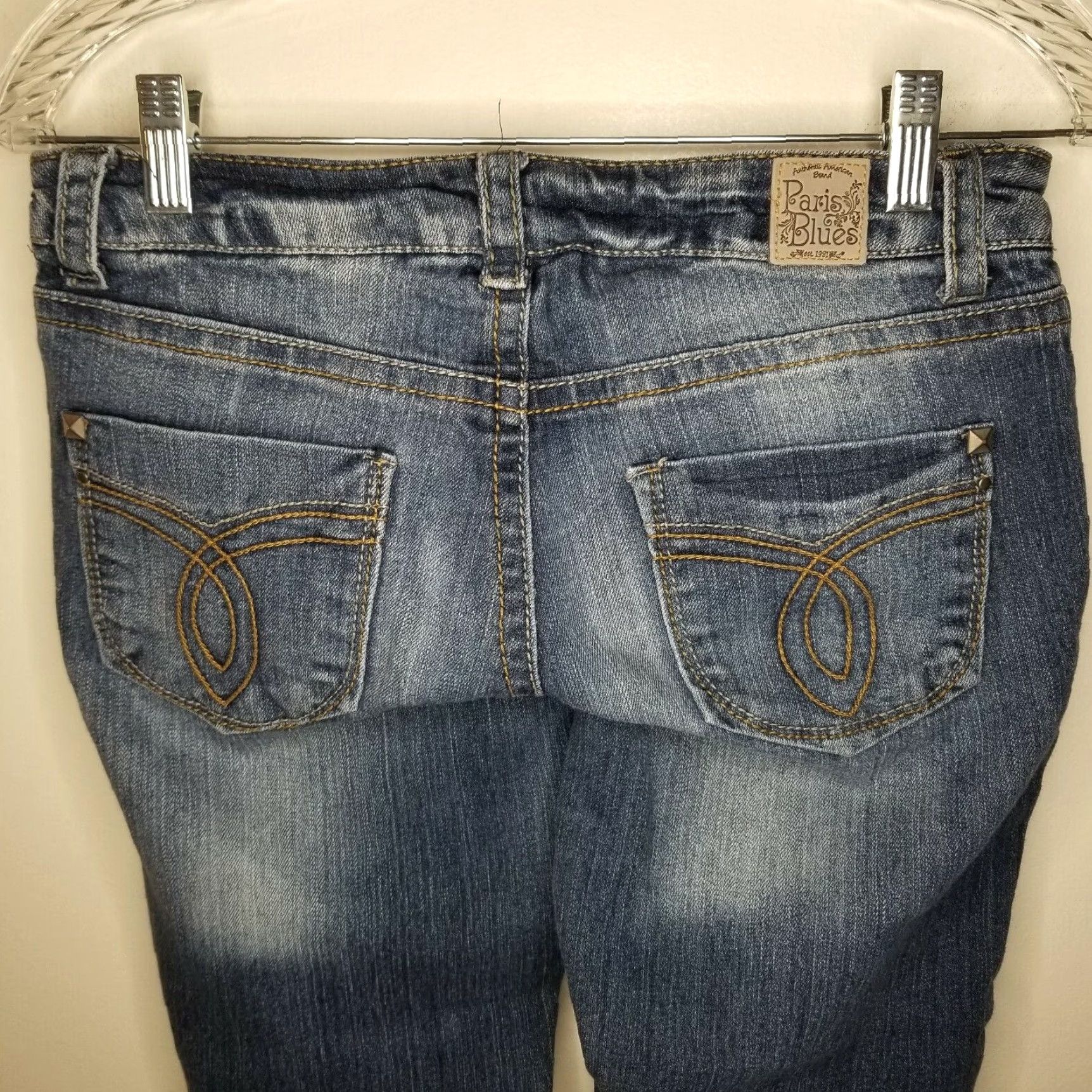 Vintage Paris Blues Capri Jeans Womens Size 7 Dark Blue Distressed Denim Size 28" / US 6 / IT 42 - 6 Thumbnail