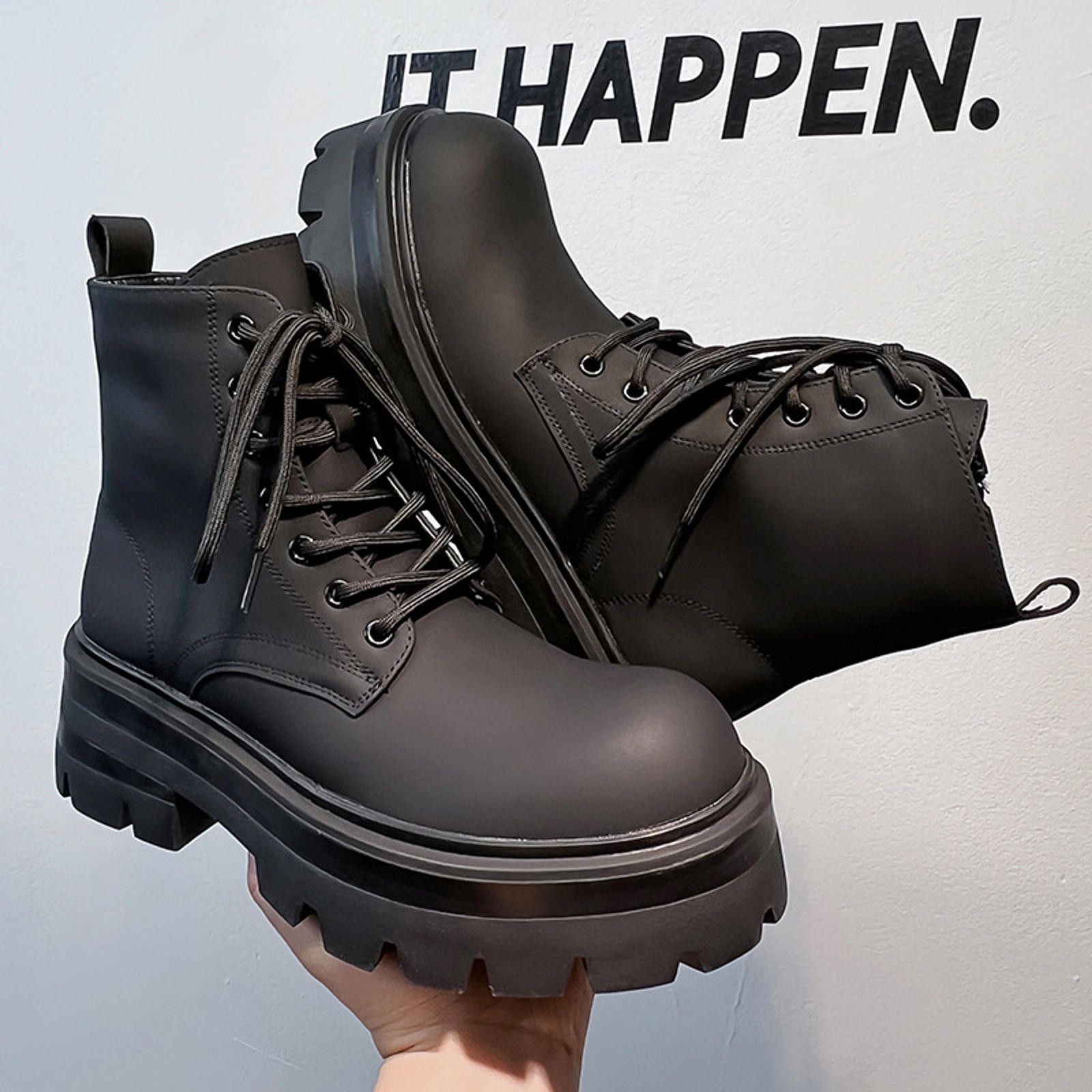 Other Trendy Black Chunky Platform Boots Size US 7 / IT 37 - 4 Thumbnail