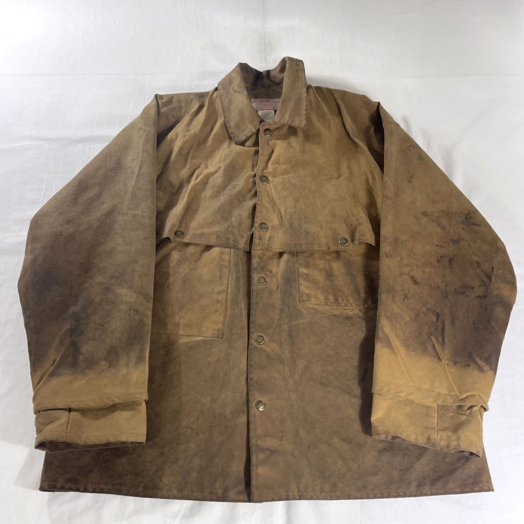 Filson VINTAGE Filson 63 Men's XL Waxed Jacket Double Tin Cloth Logger Cruiser Worn Beige Tin Jacket Field Jacket Mens XL Beige 1963 Decade Outdoor Size US XL / EU 56 / 4 - 2 Thumbnail