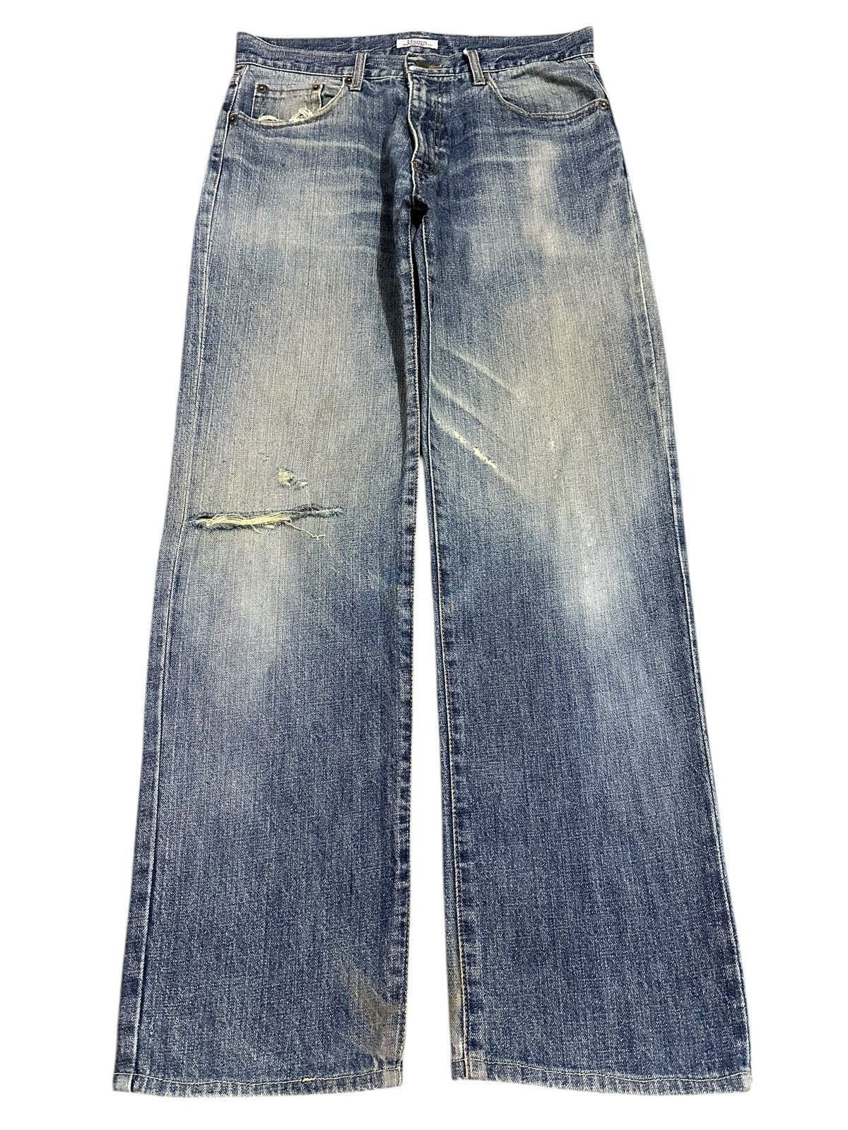 Hanes Vintage Hanes Blue Faded Wash Distress Style Baggy Jeans Size US 32 / EU 48 - 1 Thumbnail