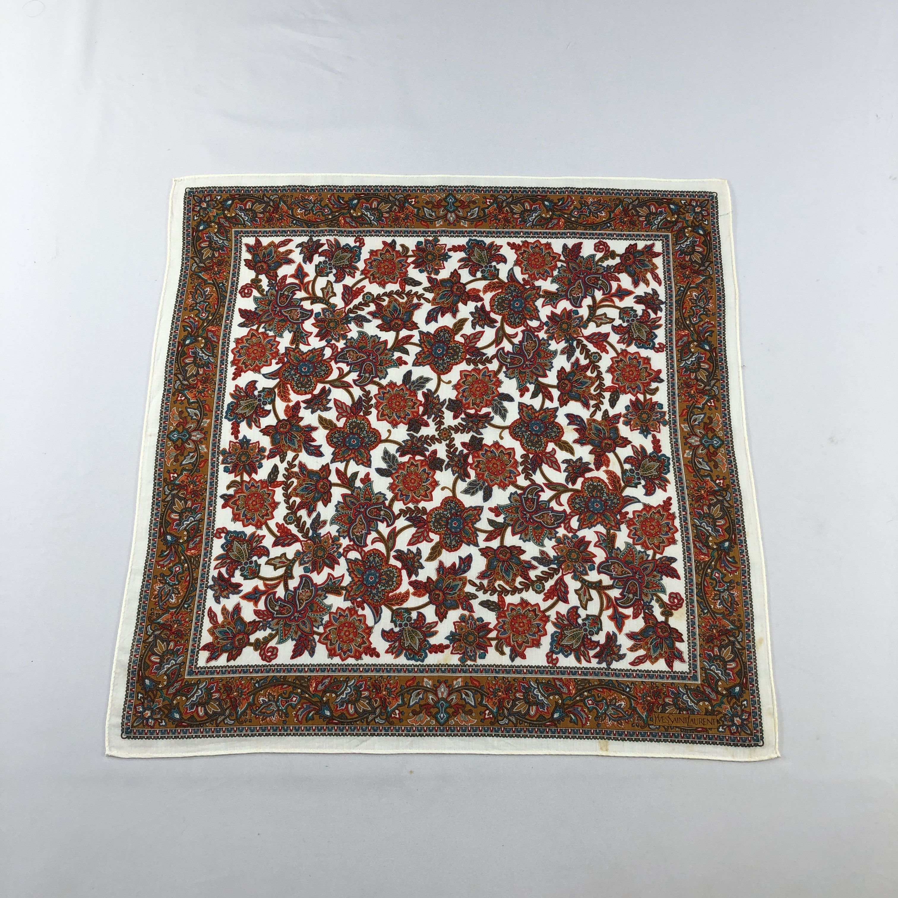 Yves Saint Laurent YSL Floral Handkerchief Neckerchief Bandana H3046 Size ONE SIZE - 1 Thumbnail