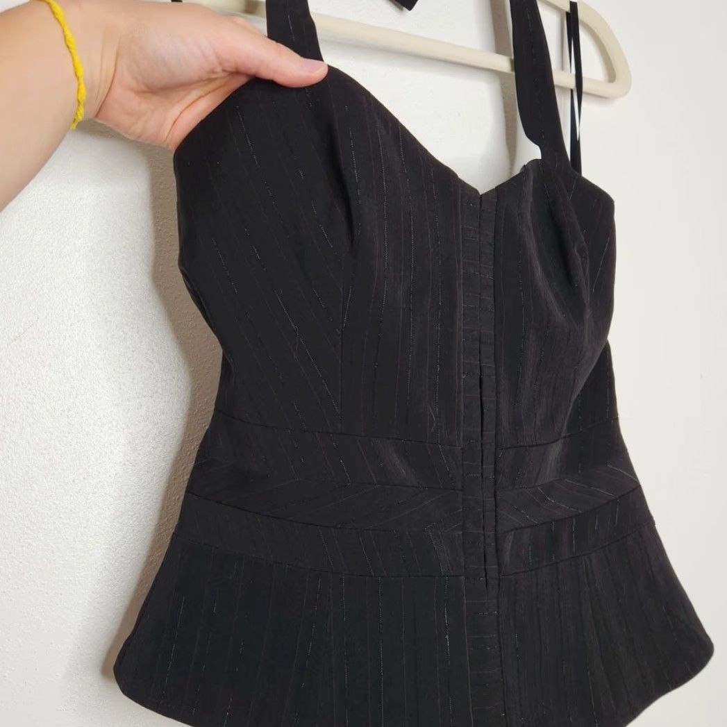 Vintage VINTAGE Arden B Tank Shirt Y2K Halter Corset Pin Stripe Black M Women Emo Punk Goth 90s 00s Classic Femininity Size M / US 6-8 / IT 42-44 - 4 Thumbnail