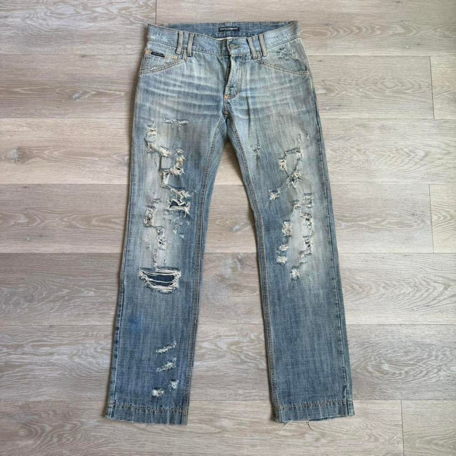 Dolce & Gabbana Dolce & Gabbana Distressed Straight Leg Denim Jeans y2k Size US 30 / EU 46 - 1 Thumbnail