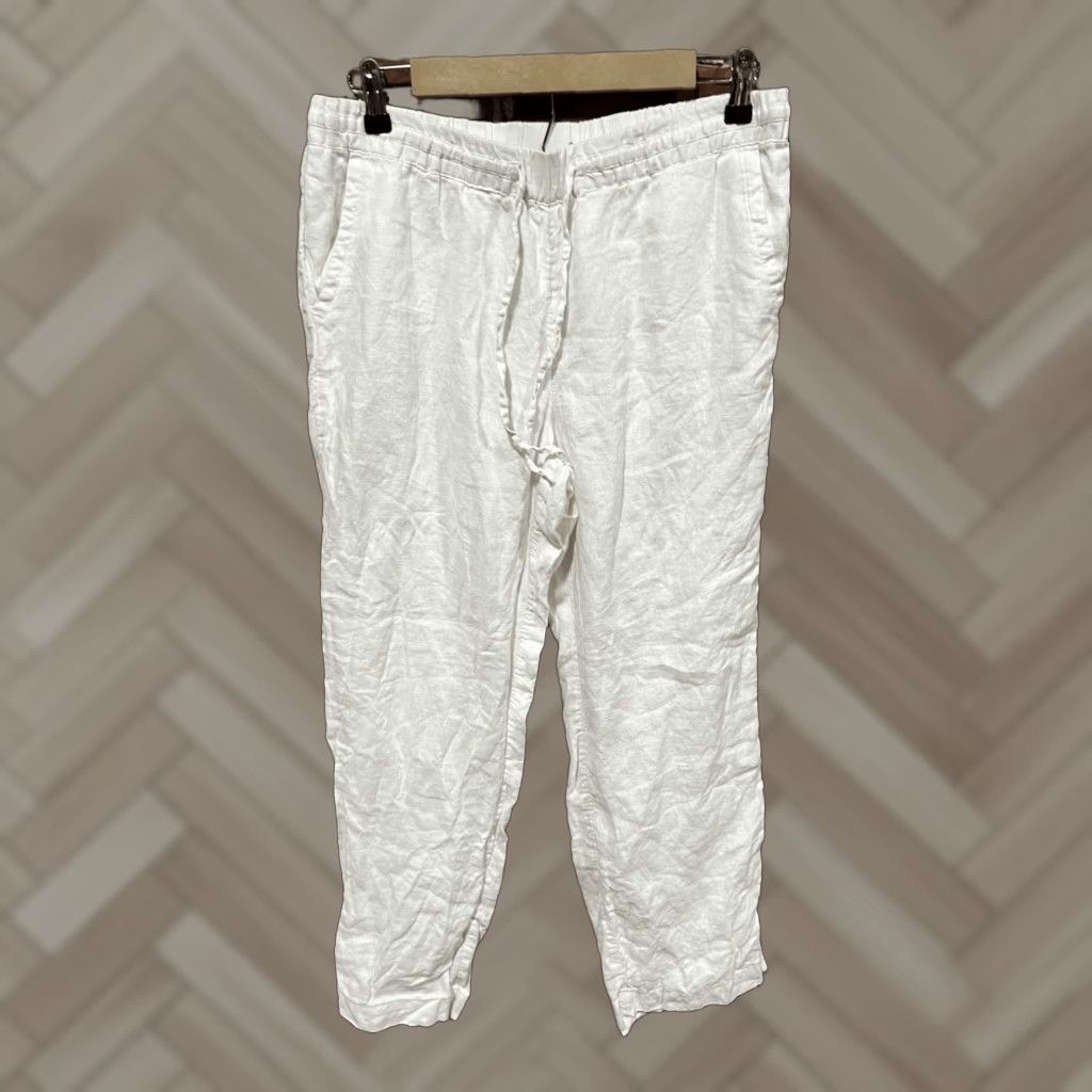 Charter Club Charter Club Womens Cropped Linen Pants White M 29in Inseam Cropped Pants Linen Short City Casual Womens Size 32" / US 10 / IT 46 - 1 Thumbnail