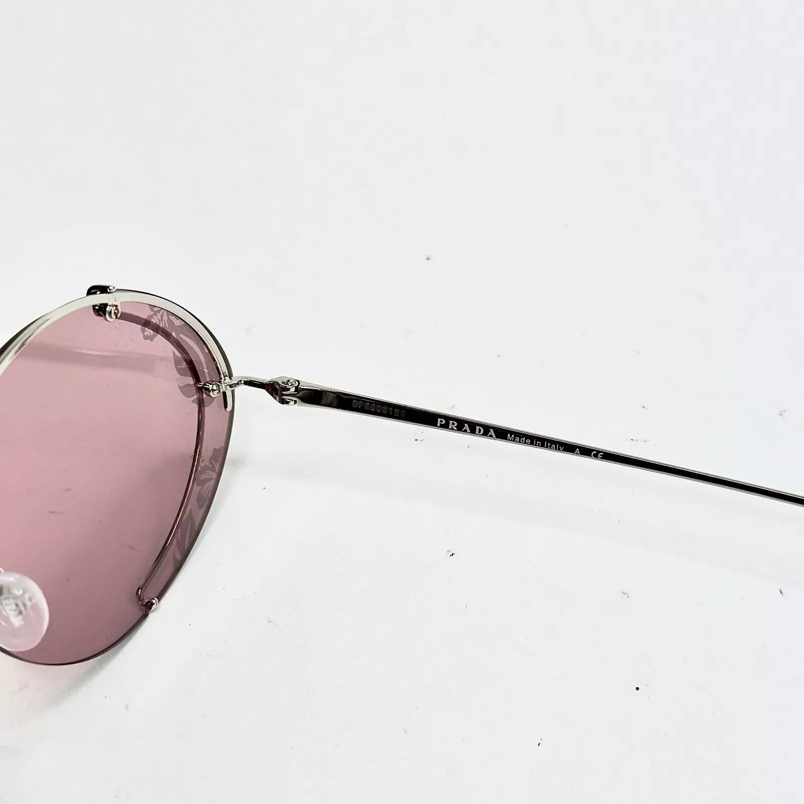 Prada PRADA Oval Metal Sunglasses 60U Silver Pink Mirror PR60US Size ONE SIZE - 3 Thumbnail