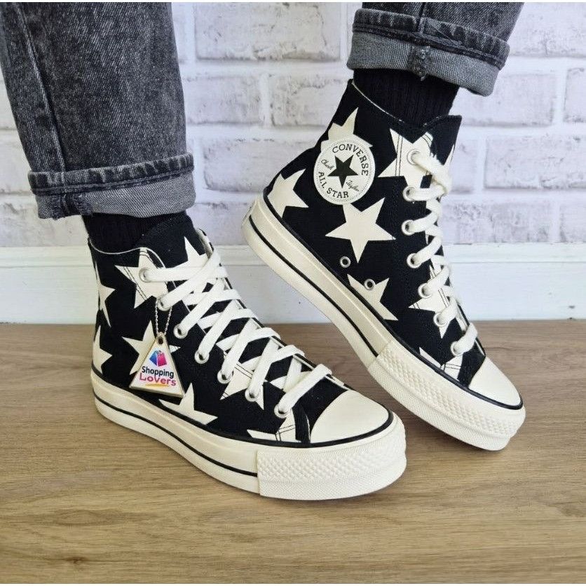 Converse ⭐Converse Chuck Taylor All Star Lift Platform Hi Large Stars Size US 7 / IT 37 - 1 Thumbnail