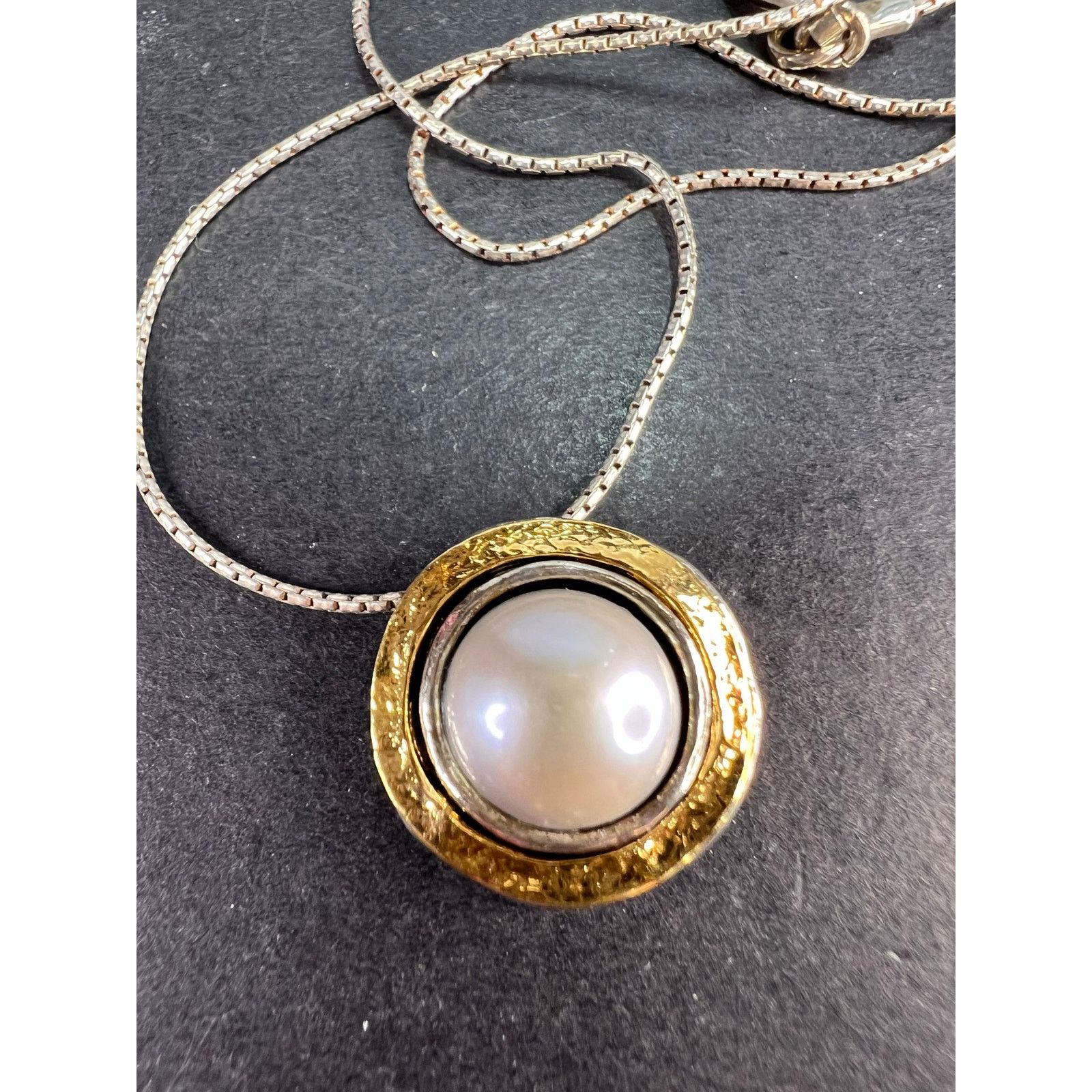 Other Silver Pearl With Gold Over 925 sterling silver Necklace Size ONE SIZE - 1 Thumbnail