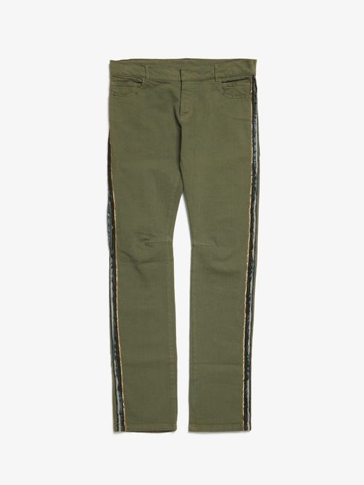 Balmain Khaki Gold Lines Cotton Pants | Grailed