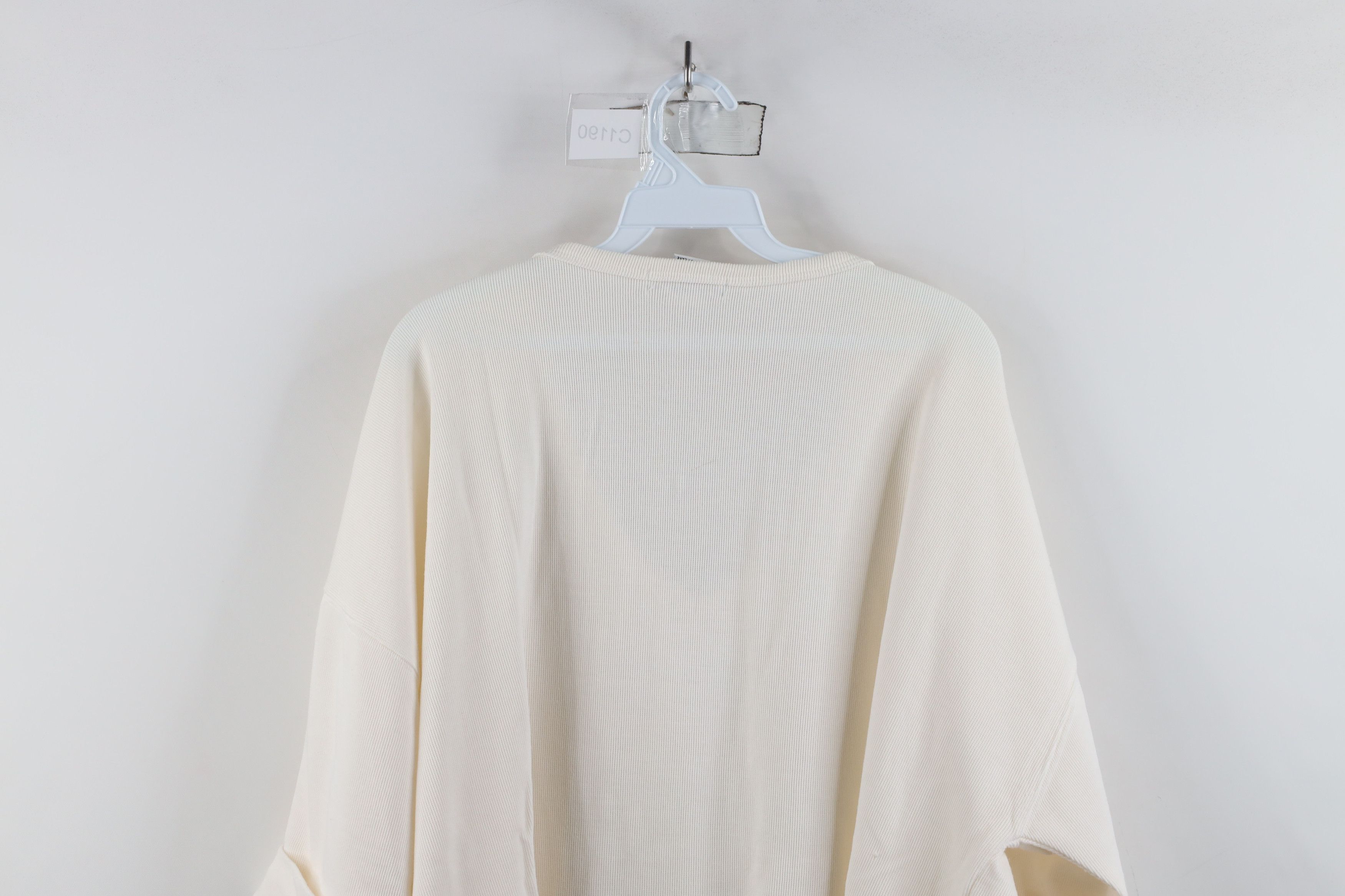 Express × Vintage Vintage 90s Express Baggy Thermal Waffle Knit T-Shirt Cream Size L / US 10 / IT 46 - 13 Thumbnail