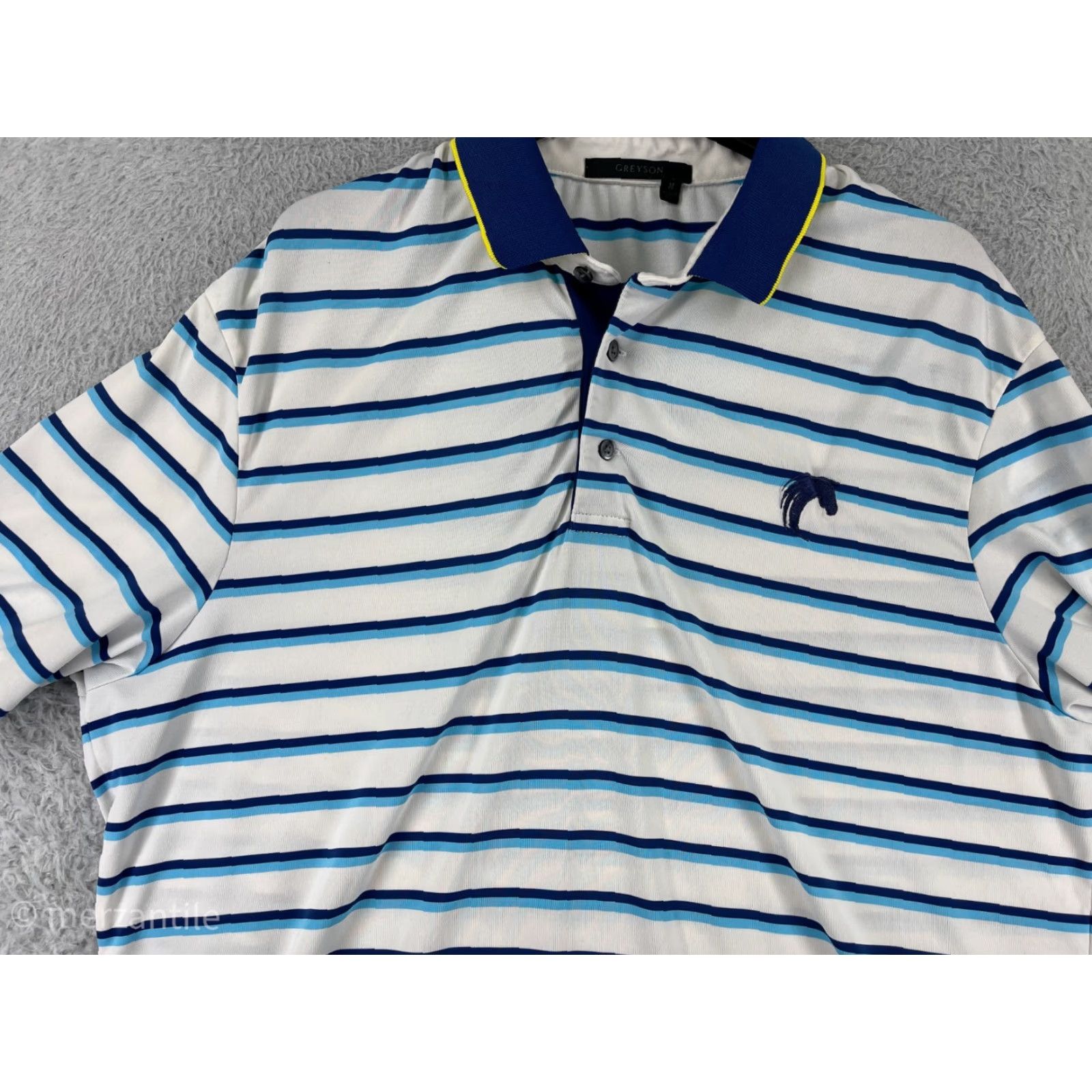 Vintage Greyson Polo Shirt Men Medium Blue White Stripe Golf Cotton Blend Outdoor Size US M / EU 48-50 / 2 - 4 Thumbnail