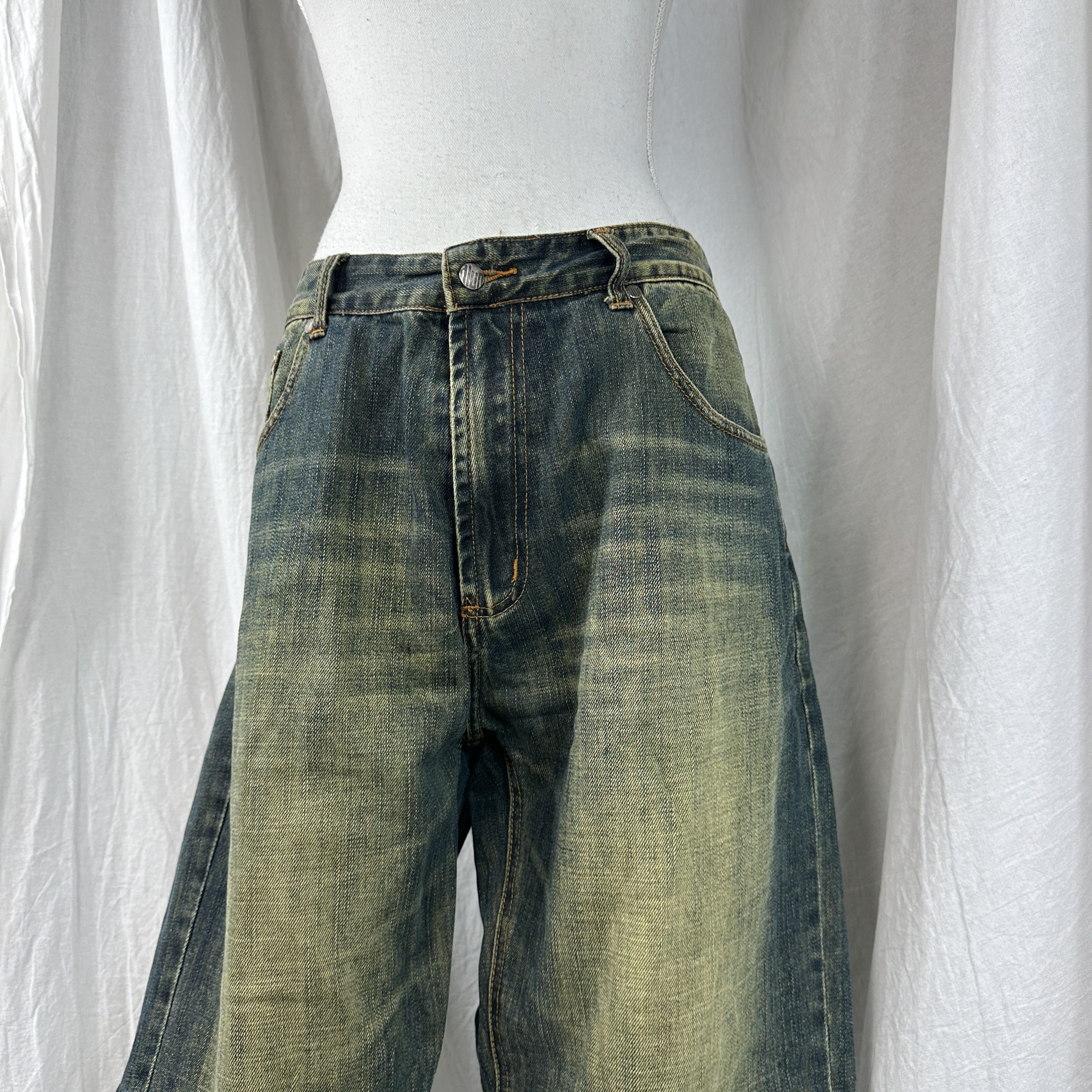 Vintage Vintage Denim Rotten Green Wide Leg Baggy Y2K Jeans Size 25" / US 0 / IT 36 - 2 Thumbnail