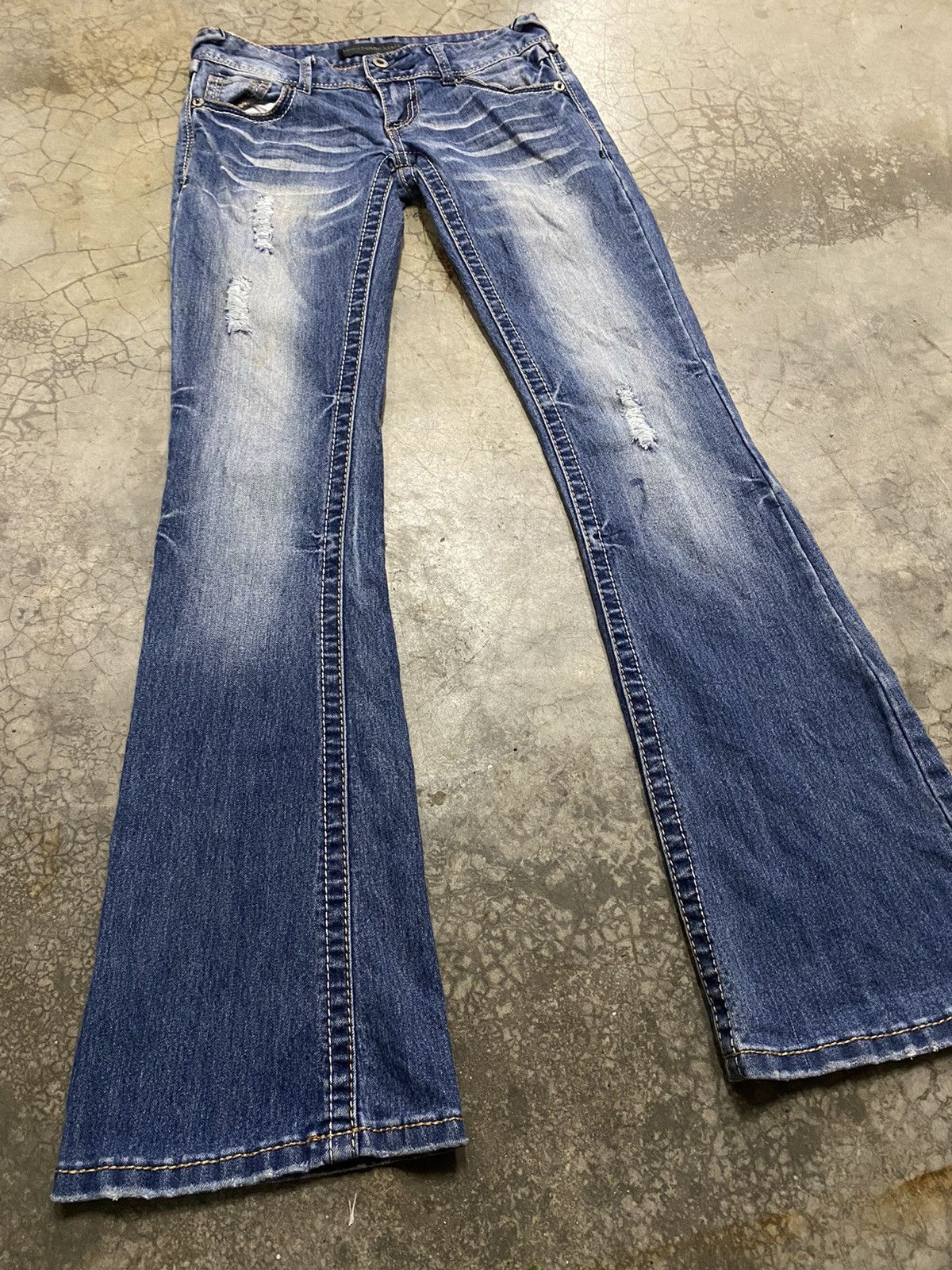 Hysteric Glamour × If Six Was Nine × Japanese Brand Flare Jeans Twentyone Blue Wash Stretch Jeans Size 27" / US 4 / IT 40 - 2 Thumbnail