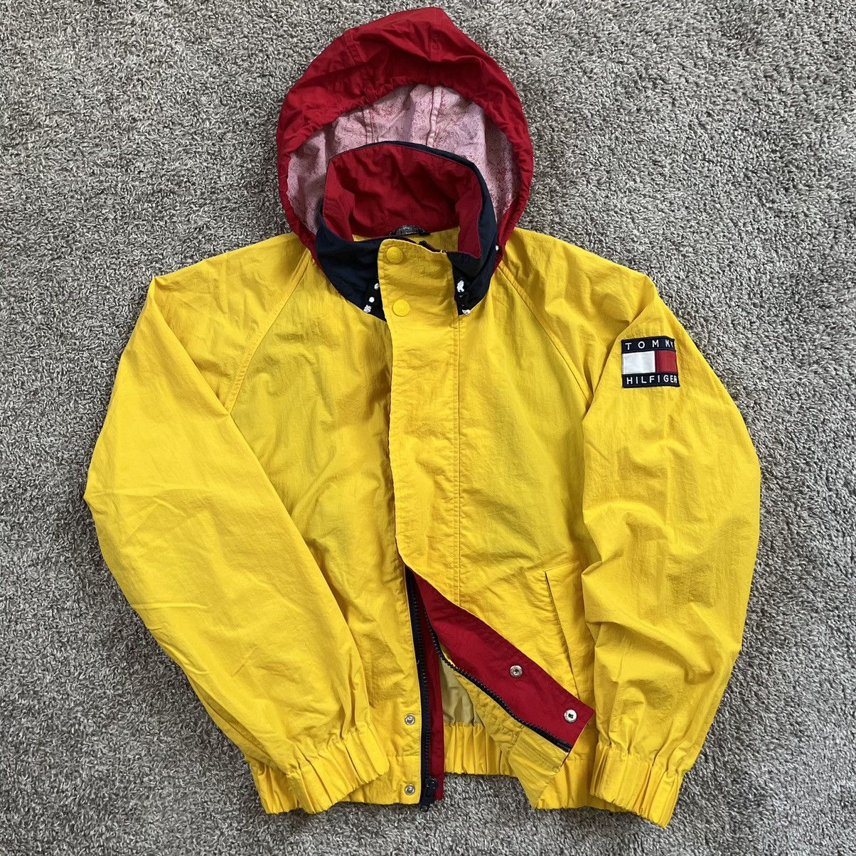 image of Tommy Hilfiger Jacket Size Small Yellow Spellout Vintage, Men's