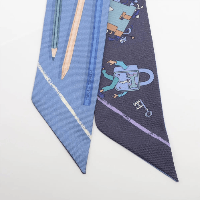 Hermes Twilly A Vos Crayons Silk Blue x Violet Size ONE SIZE - 3 Thumbnail