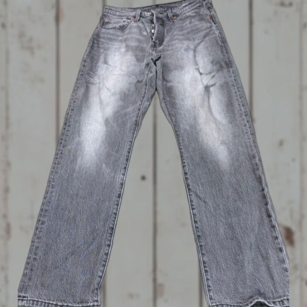 Levi's Levi's 501 Jeans Mens 29x30 Gray Denim Button Fly Straight Levi's 501 Series Regular Cotton 5-Pocket Mens Jeans Size US 29 - 1 Thumbnail