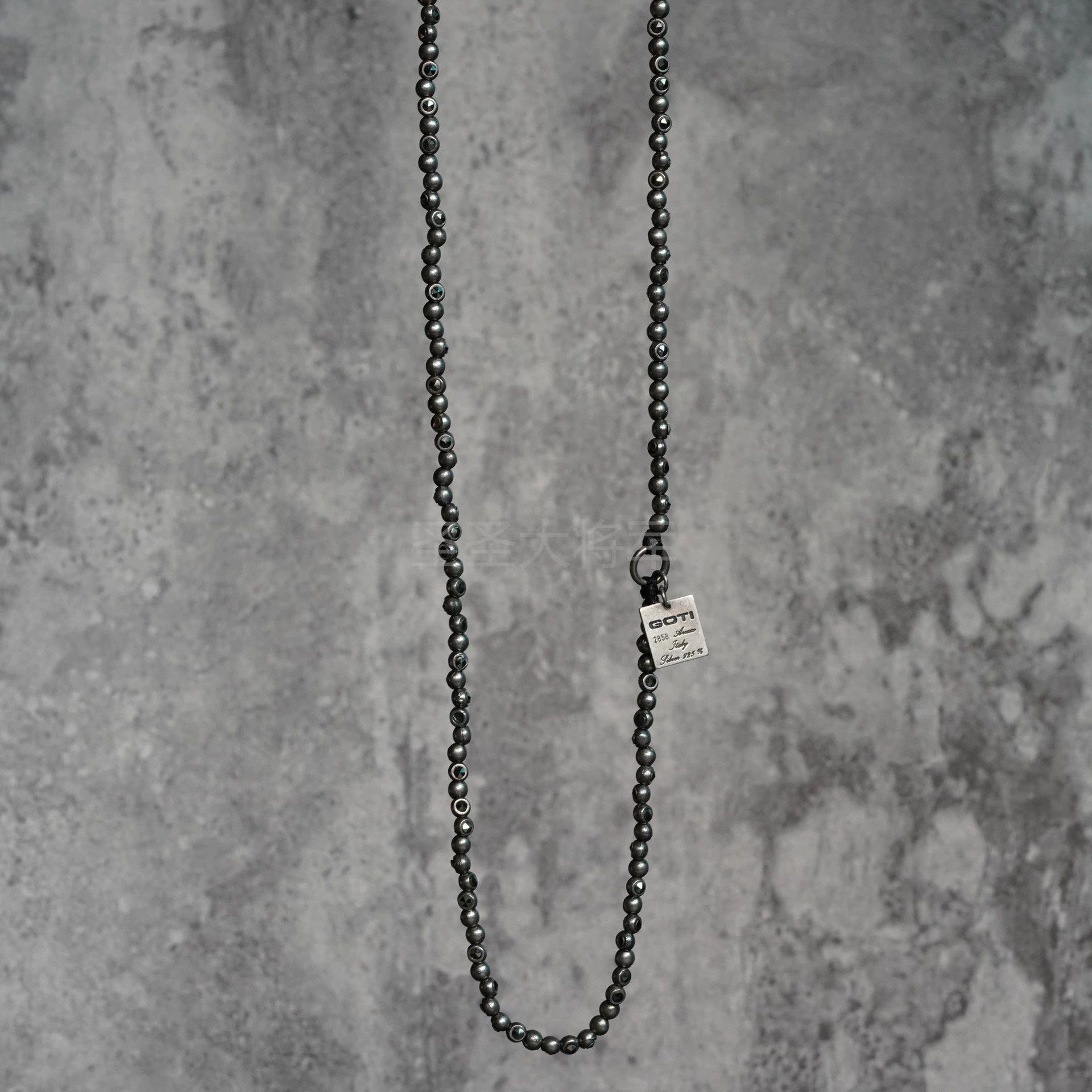 Goti Goti Distressed Long Tungsten Stone Silver 120cm Necklace Size ONE SIZE - 4 Thumbnail