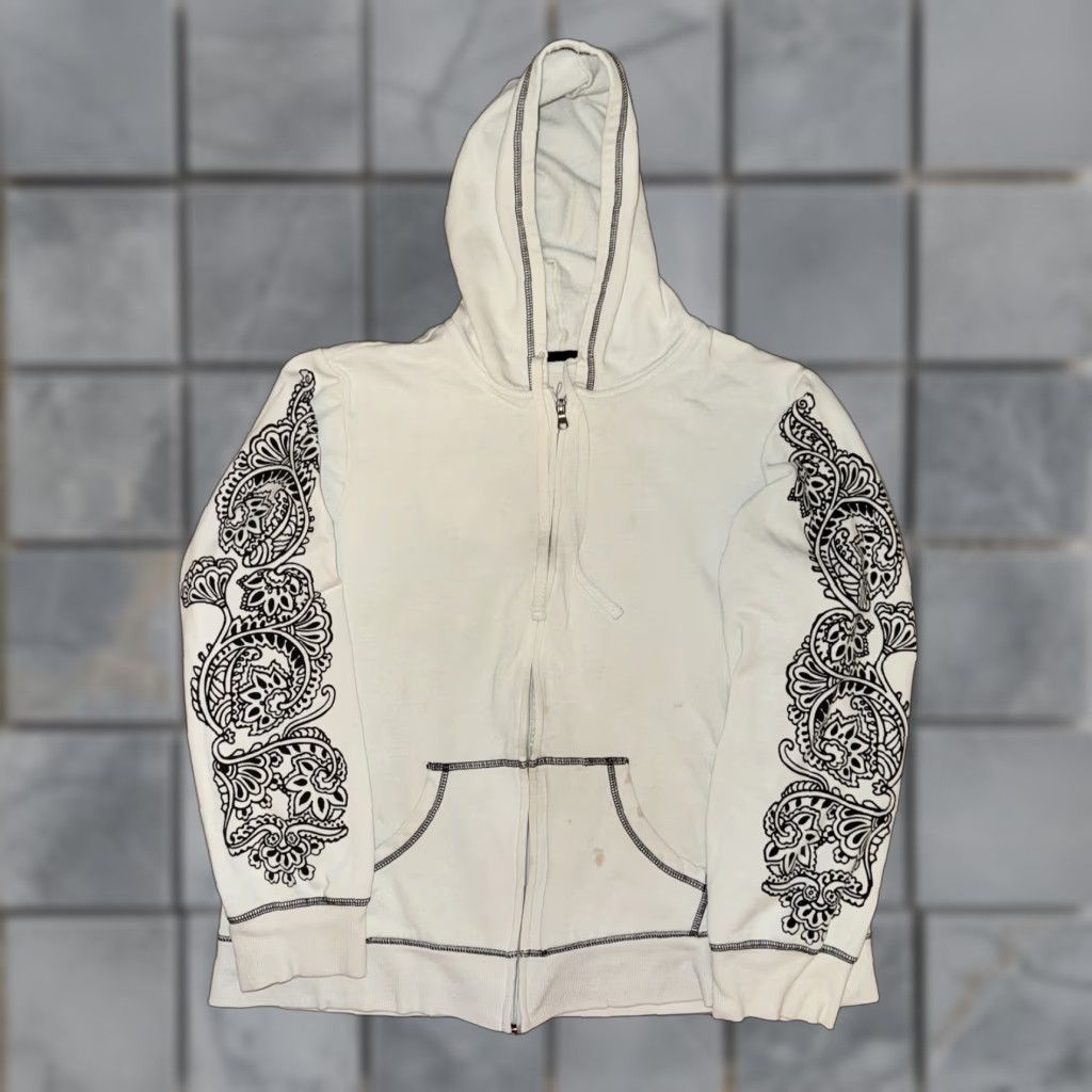 Vintage Made For Life Hoodie Women XL White Paisley Full Zip Reversible Size XL / US 12-14 / IT 48-50 - 1 Thumbnail