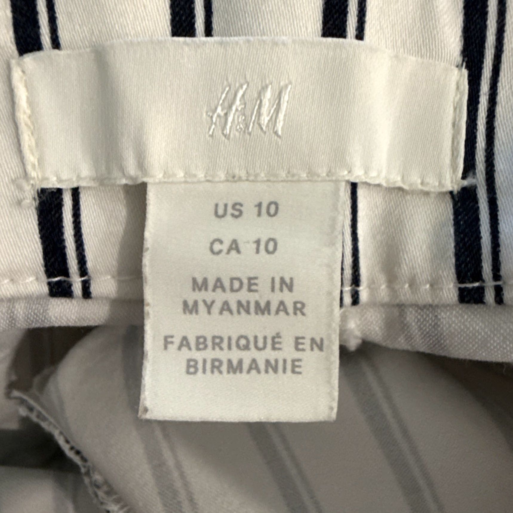 H&M H&M Pants Women’s 10 Navy Blue & White Striped Ankle Stretch Side Zip Flat Front Casual City Nautical Preppy Size 32" / US 10 / IT 46 - 4 Thumbnail