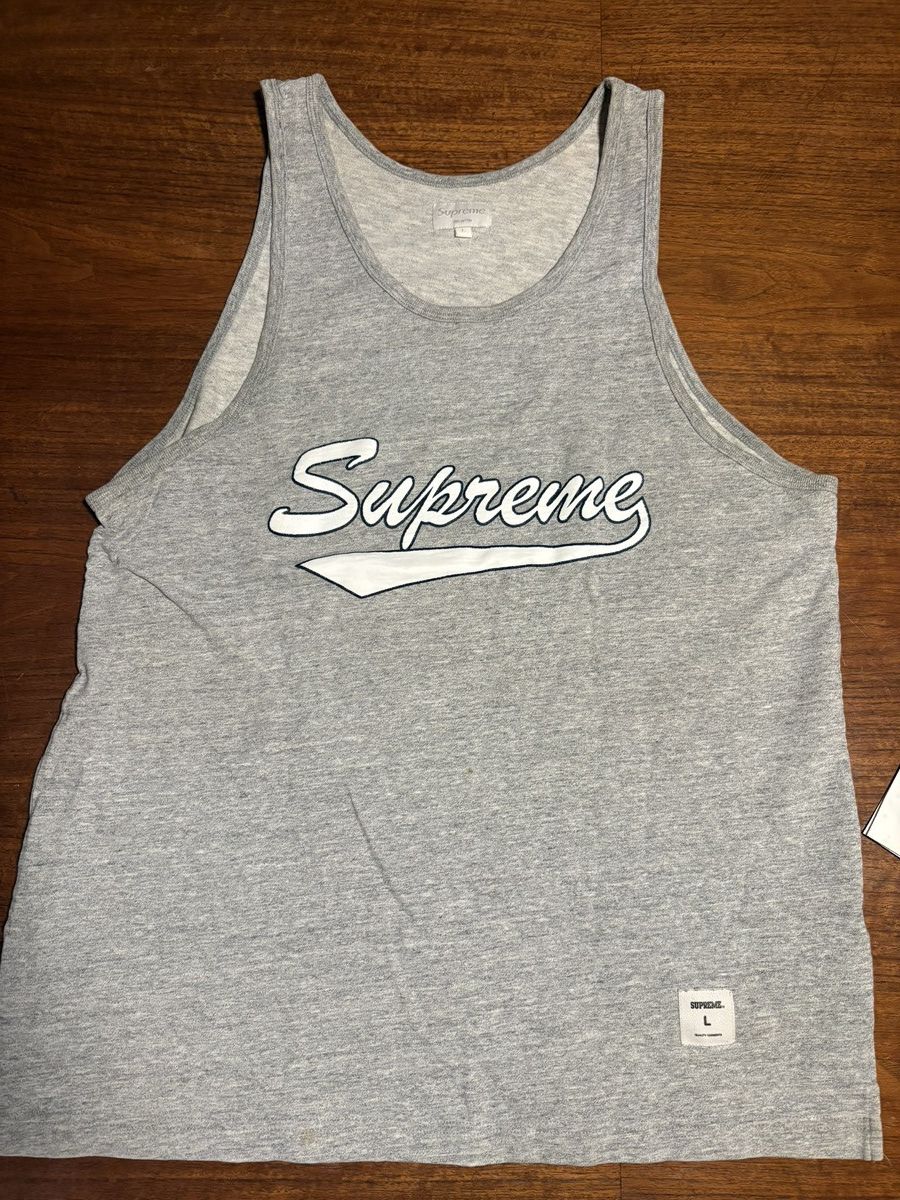 Supreme Supreme Script Tank Top Large Heather Gray (SS16) Size US L / EU 52-54 / 3 - 2 Thumbnail