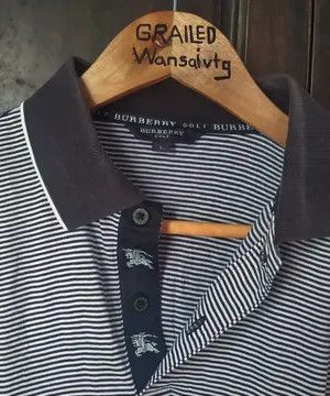 Burberry Vintage Burberry Micro Stripe Polo Shirt Black Collar Size US L / EU 52-54 / 3 - 4 Thumbnail
