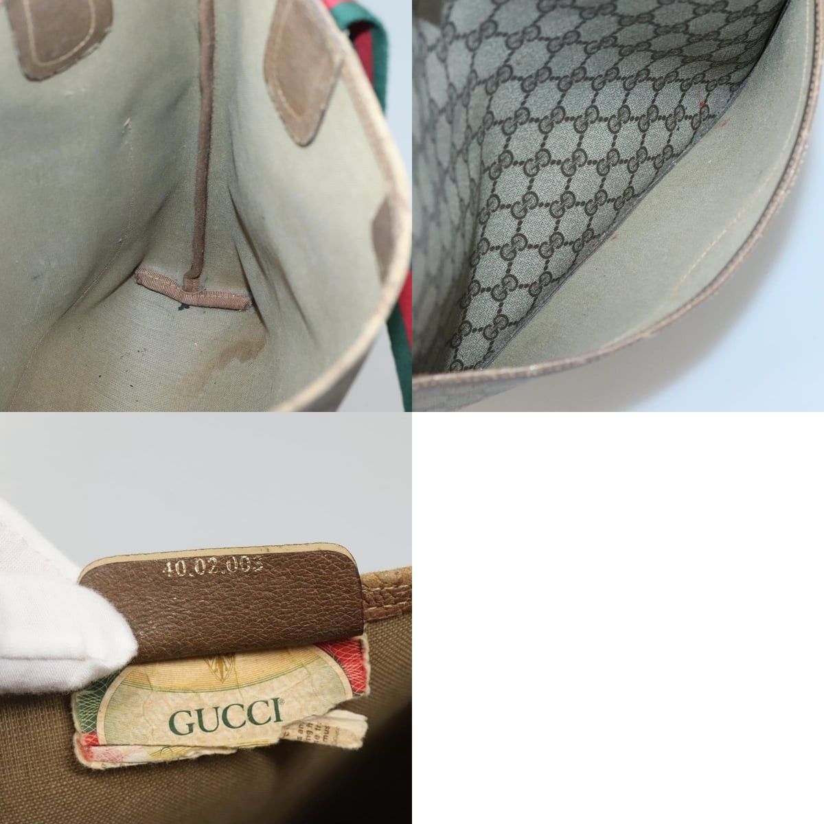 Gucci GUCCI GG Supreme Web Sherry Line Tote Bag Pvc Beige Red 40 Size ONE SIZE - 12 Thumbnail