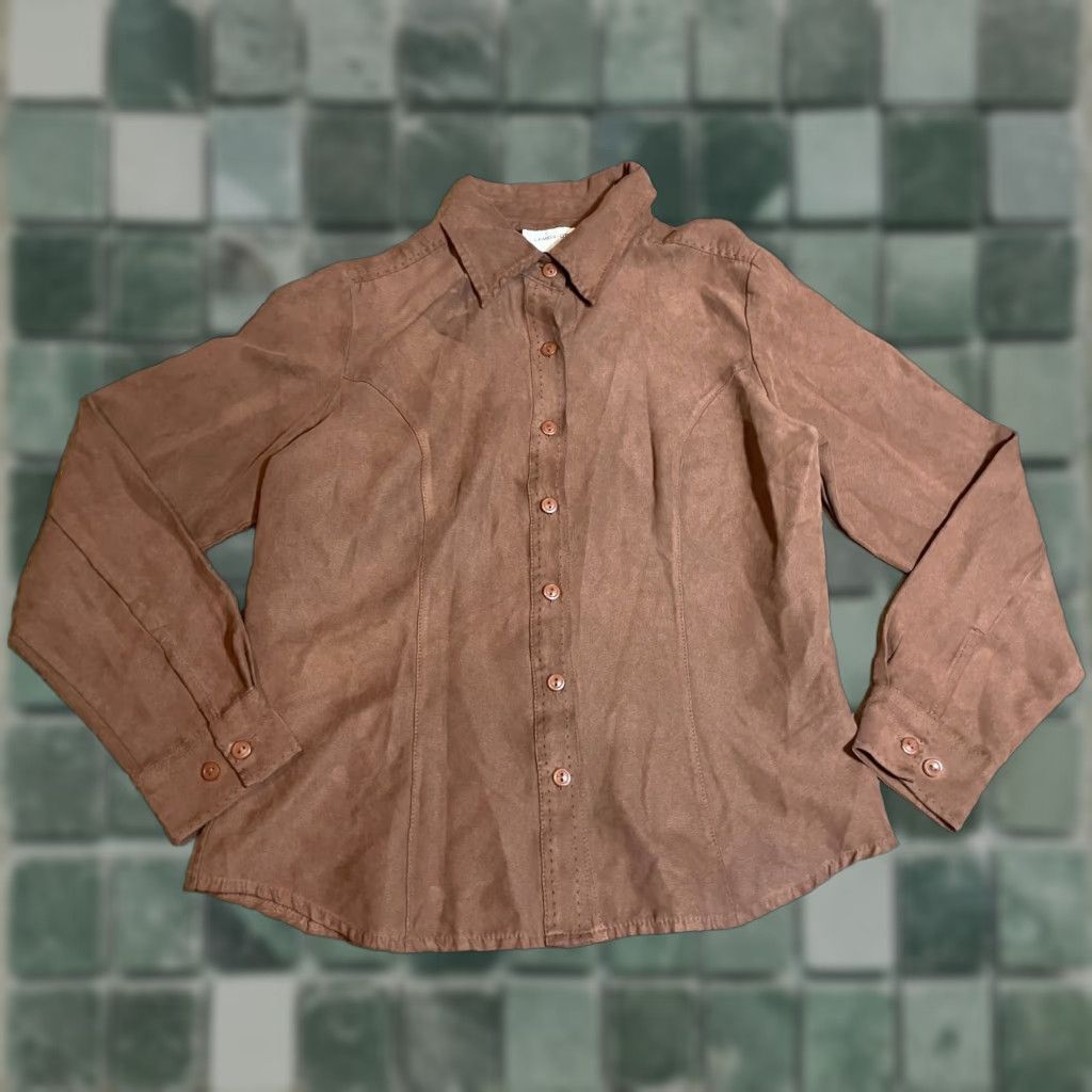 Vintage VINTAGE Lemon Grass Button Up Shirt Womens Small S Brown Collared Long Sleeve Size S / US 4 / IT 40 - 1 Thumbnail
