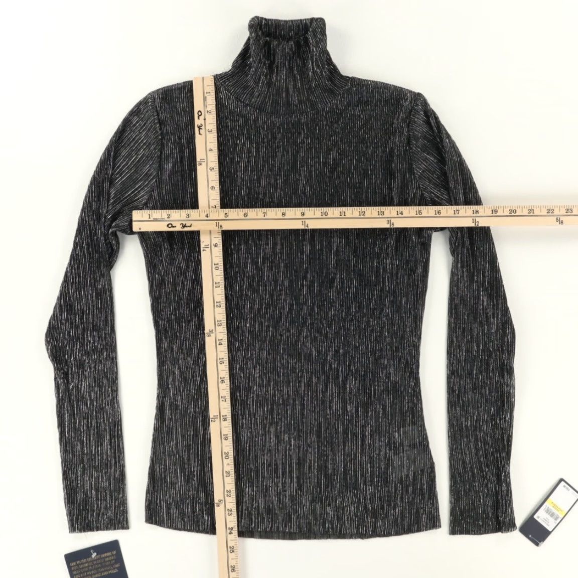 Vintage Rachel Ray Shirt Women M Metallic Turtleneck Over Striped Long Sleeve Steel 2020s Womens Size M / US 6-8 / IT 42-44 - 3 Thumbnail