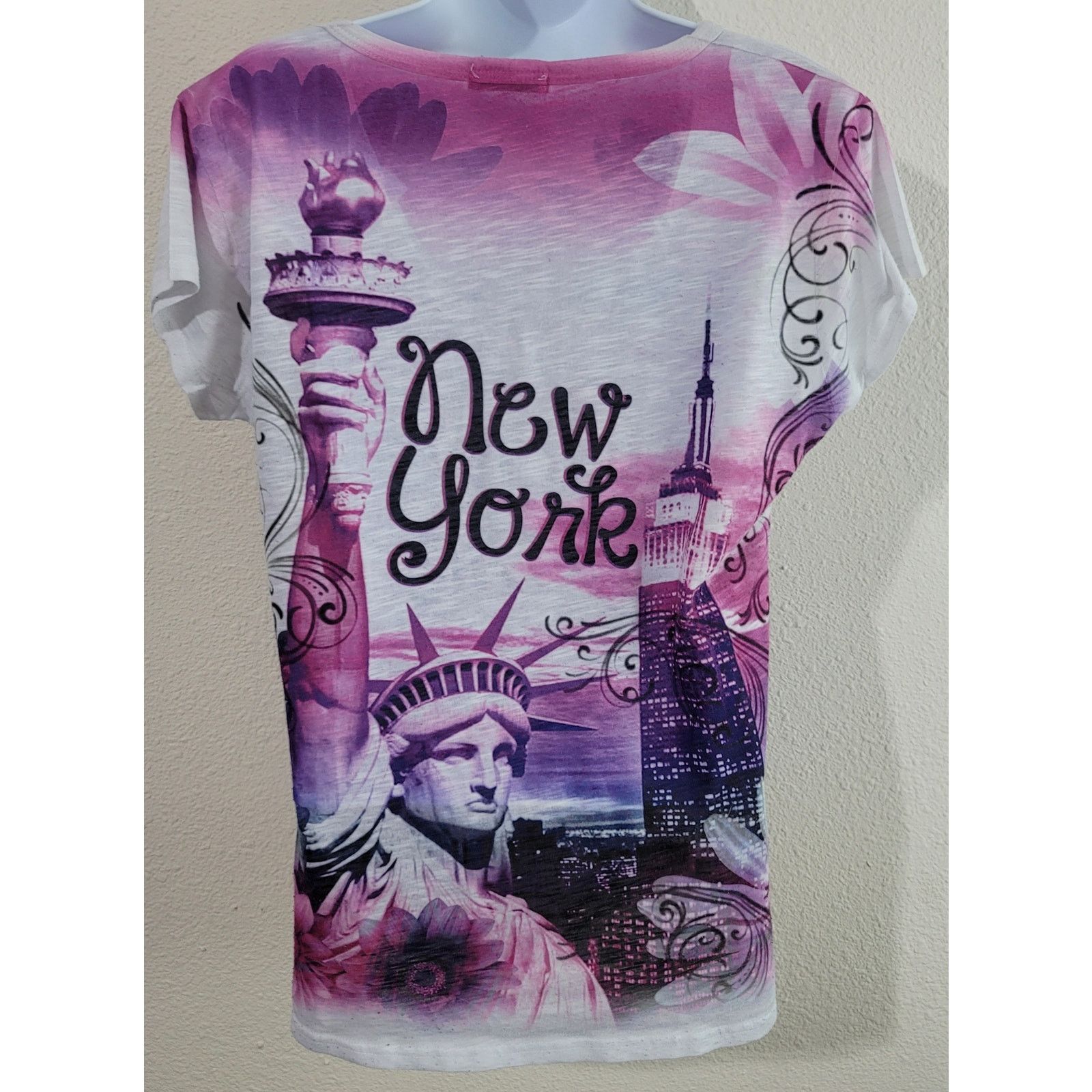 Other Sweet Gisele White Purple New York Top Large Rhinestones Size L / US 10 / IT 46 - 3 Thumbnail
